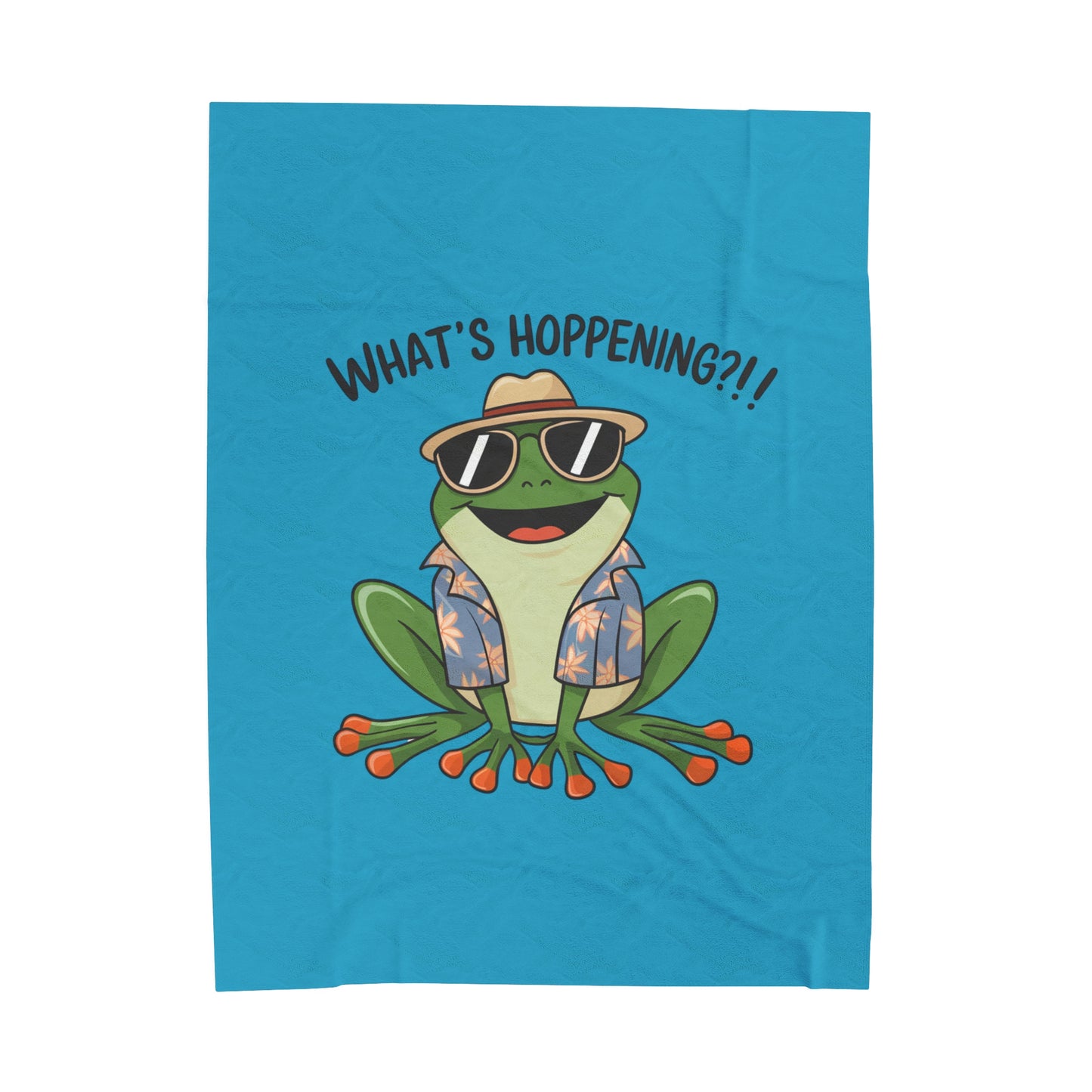 Plush Blanket - Frog What's Hoppening Pun Design