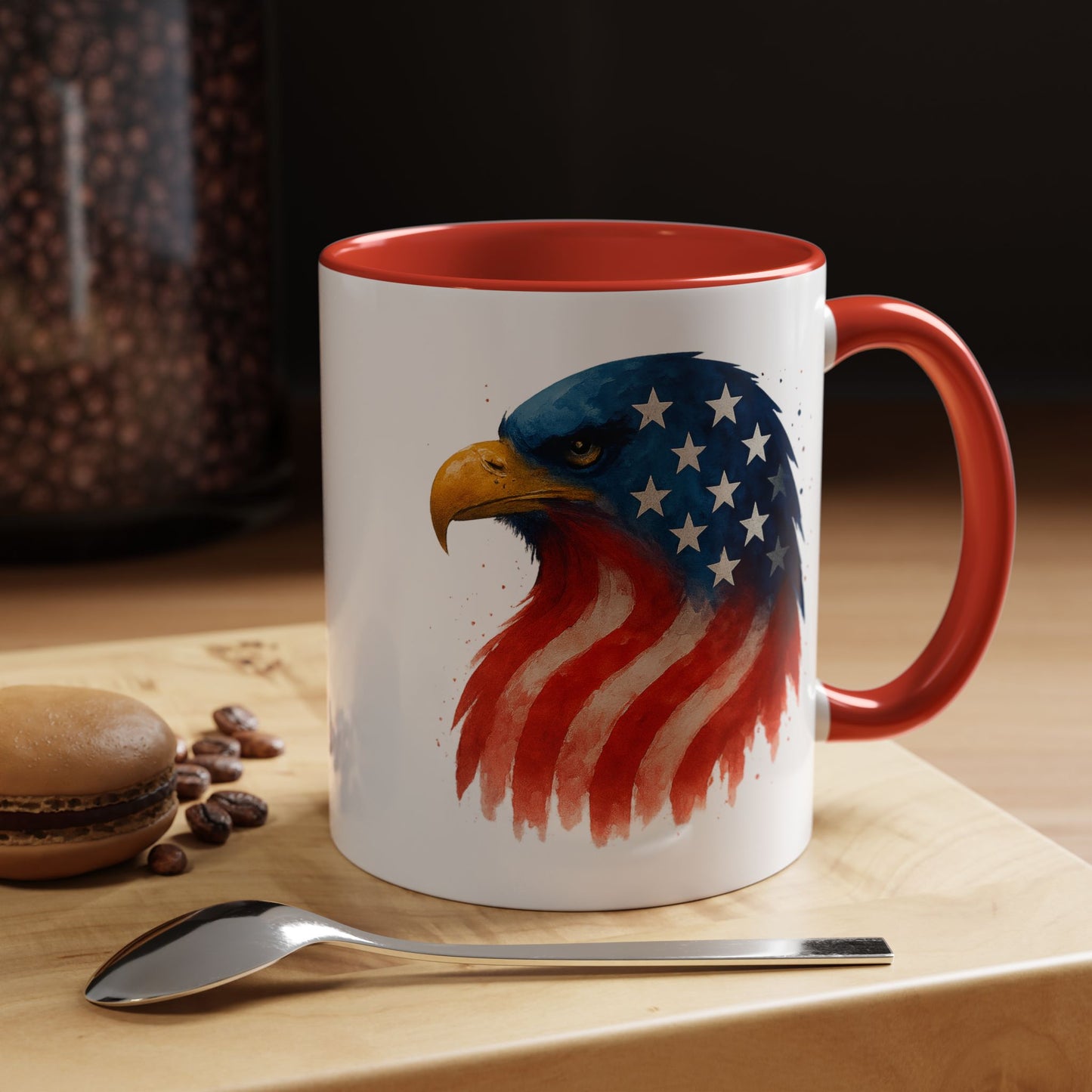 American Flag Eagle Mug - Patriotic Coffee Cup - USA Bald Eagle Gift - 4th of July Mug - Independence Day Drinkware - Veteran Gift