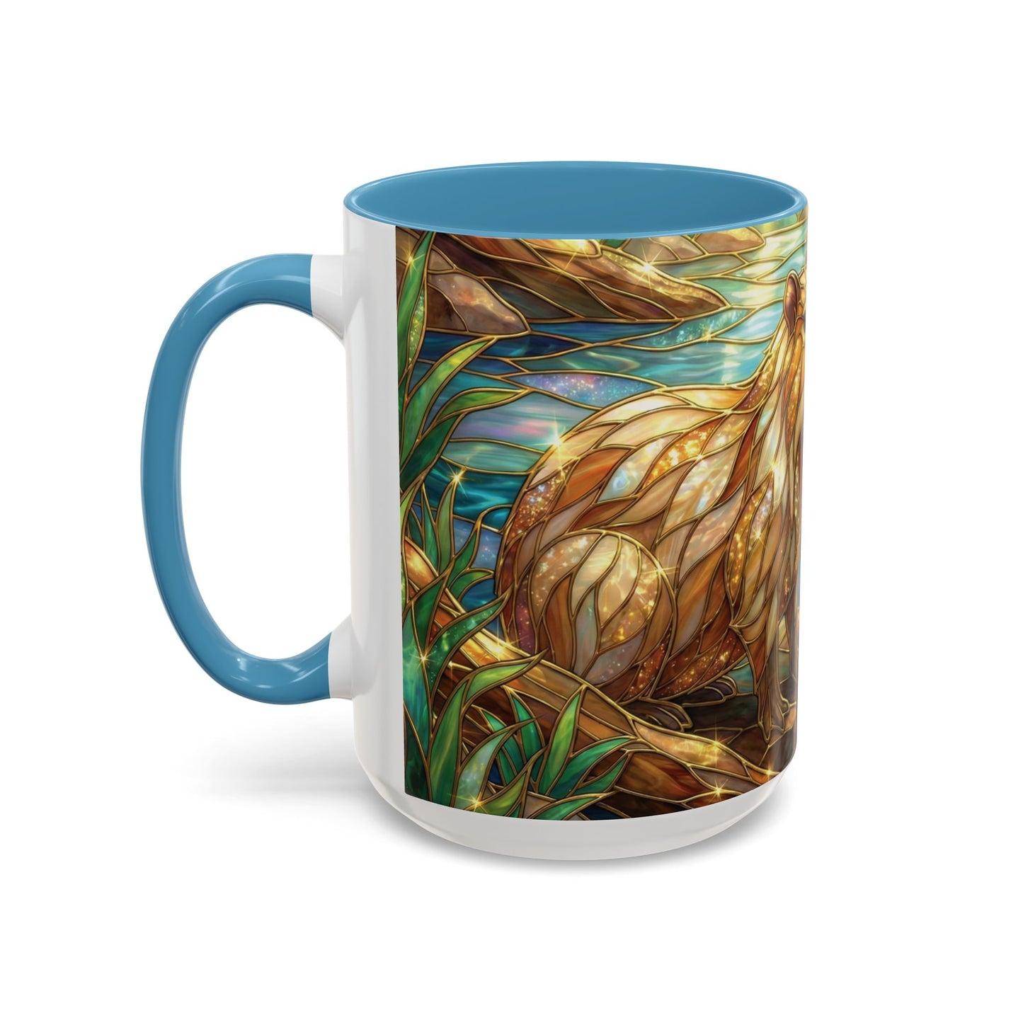 Capybara Coffee Mug, Stained Glass Capybara Mug, Cute Animal Art Mug, Nature Lover Gift, Unique Ceramic Coffee Cup, 11oz 15oz Wildlife Mug