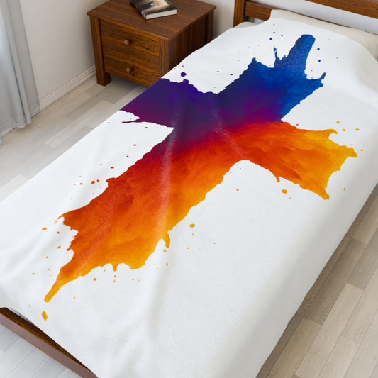 Christian Velveteen Plush Blanket Watercolor Cross Throw Soft Religious Gift Faith-Based Home Decor Jesus Comfort Blanket