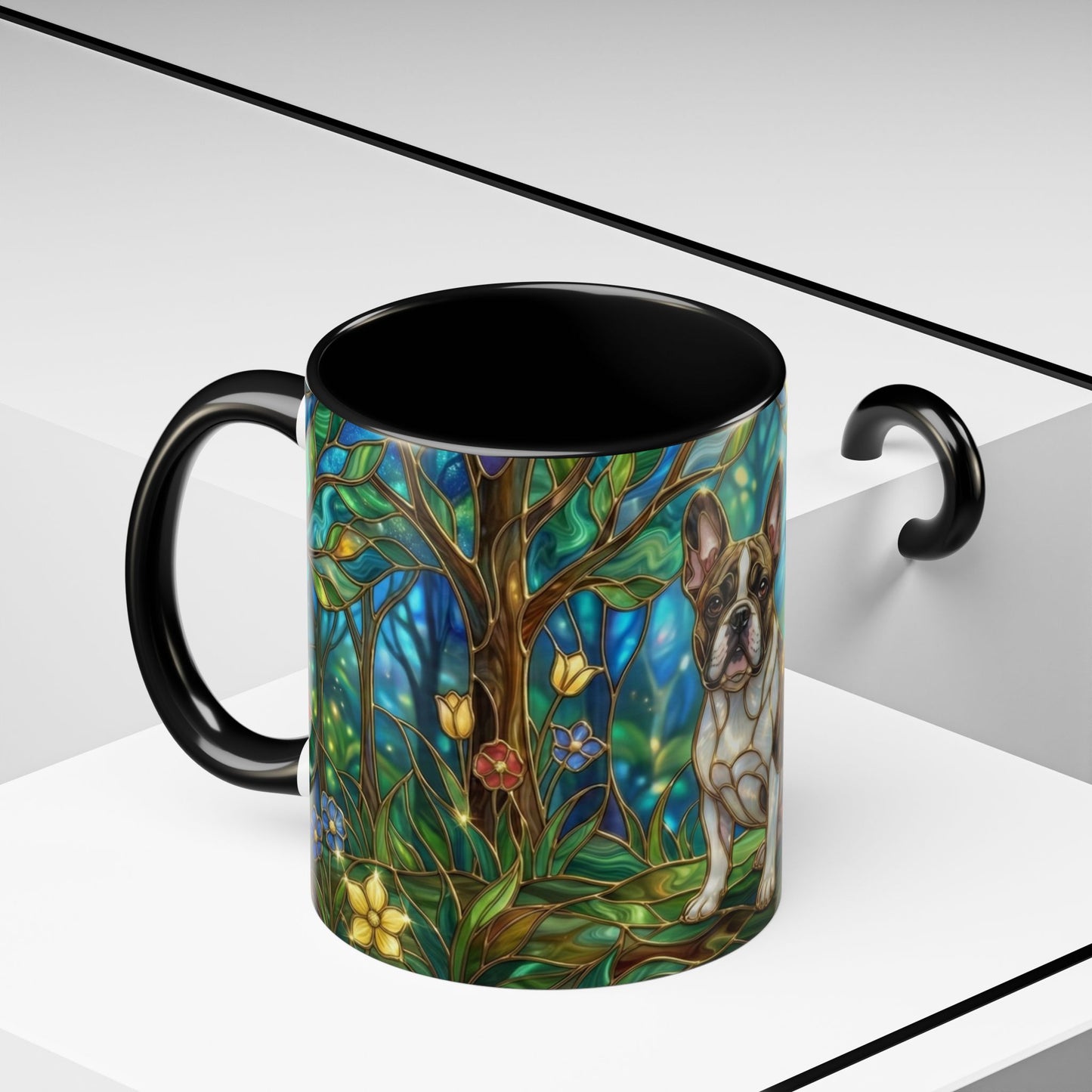Stained Glass French Bulldog Mug, Frenchie Coffee Mug, Colorful French Bulldog Art Cup, Dog Mom Gift, Pet Lover Mug, Unique Frenchie Gift
