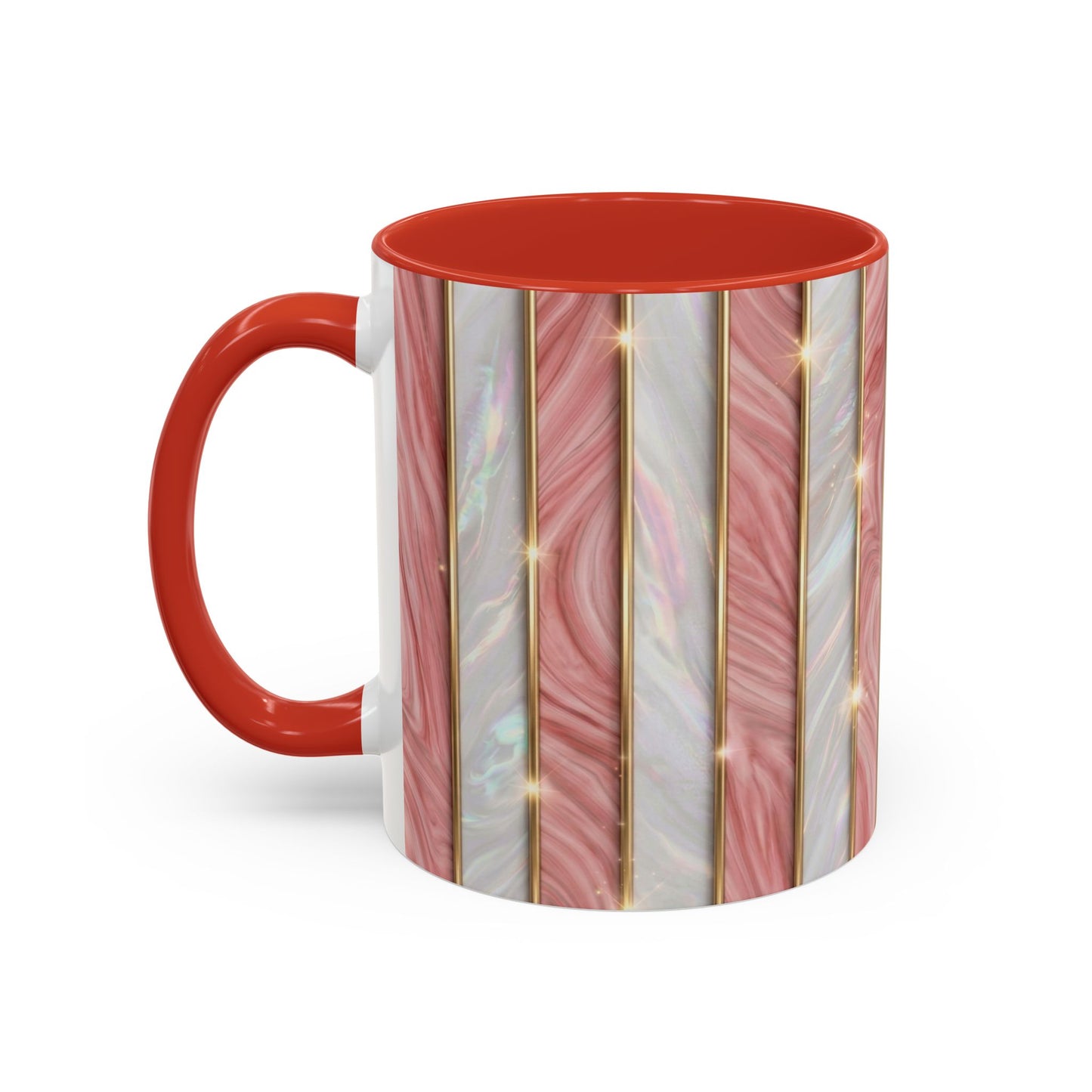 Pink Marble Coffee Mug, Gold Stripe Faux Agate Cup, Glam Desk Accessory, Elegant Tea Mug, Luxury Gift for Her, Chic Office Desk Decor