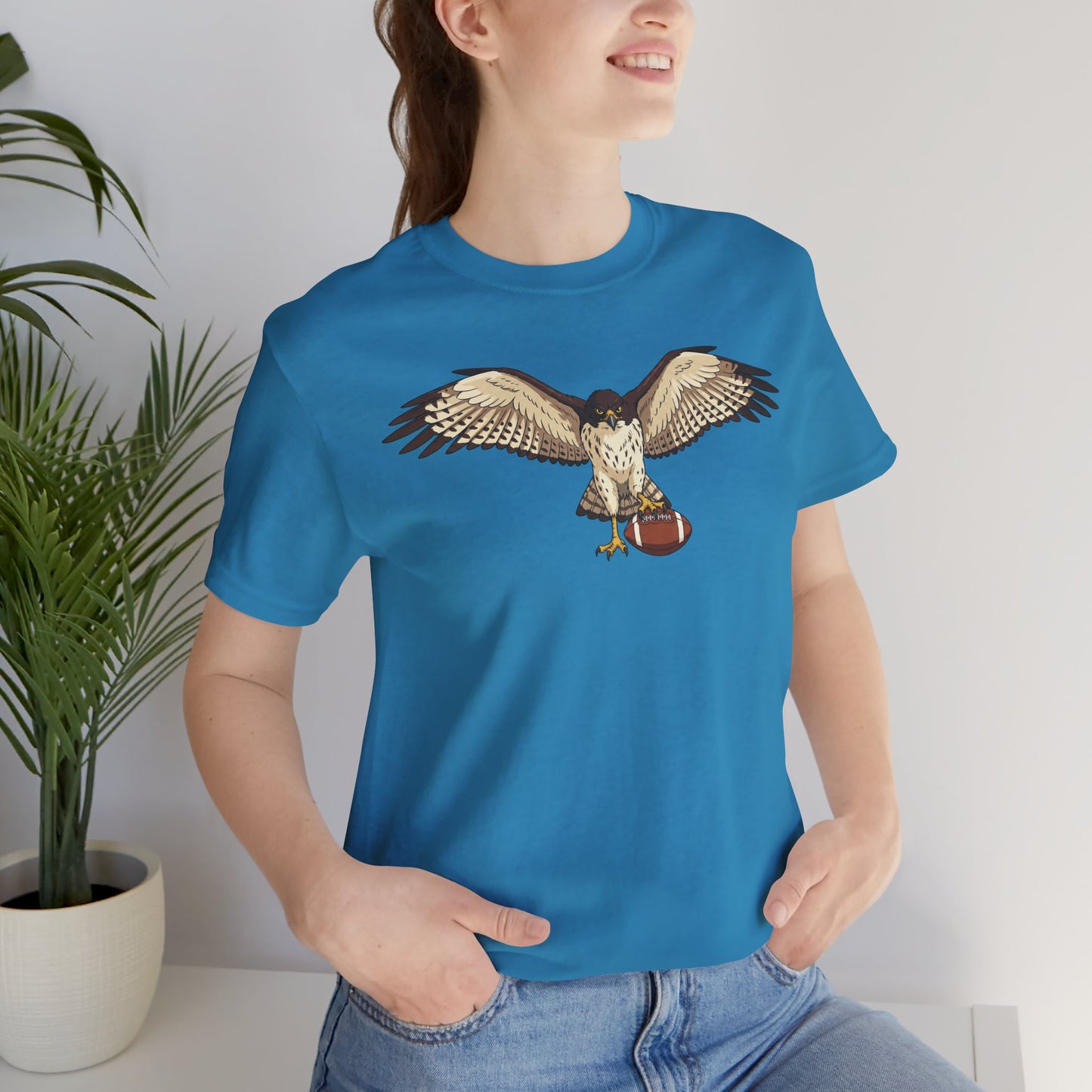 Hawk Football Shirt, Hawk Holding Football T Shirt, Football Mascot Tee, Bird Of Prey Shirt, Sports Fan Gift, Game Day Hawk Tee