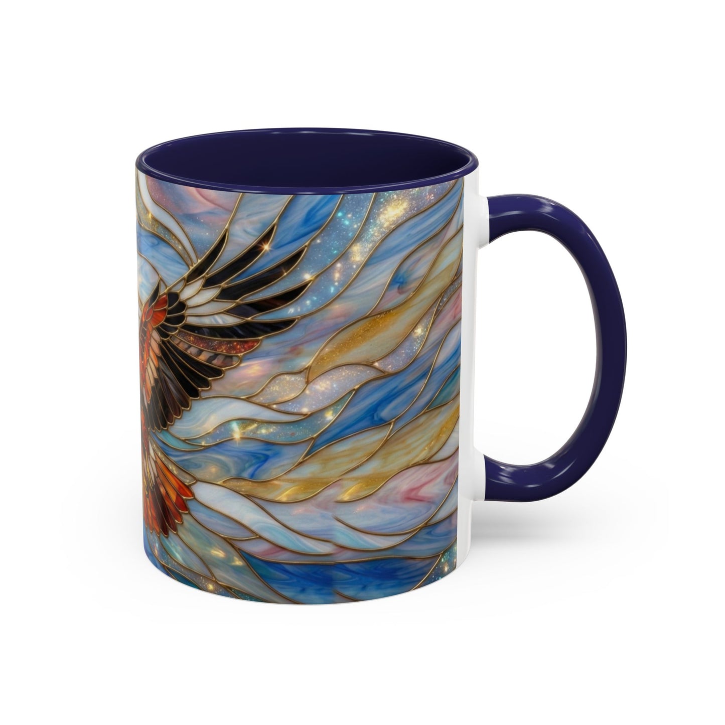 Hawk Coffee Mug, Stained Glass Hawk Mug, Bird of Prey Art Mug, Nature Lover Gift, Unique Ceramic Coffee Cup, 11oz 15oz Wildlife Mug