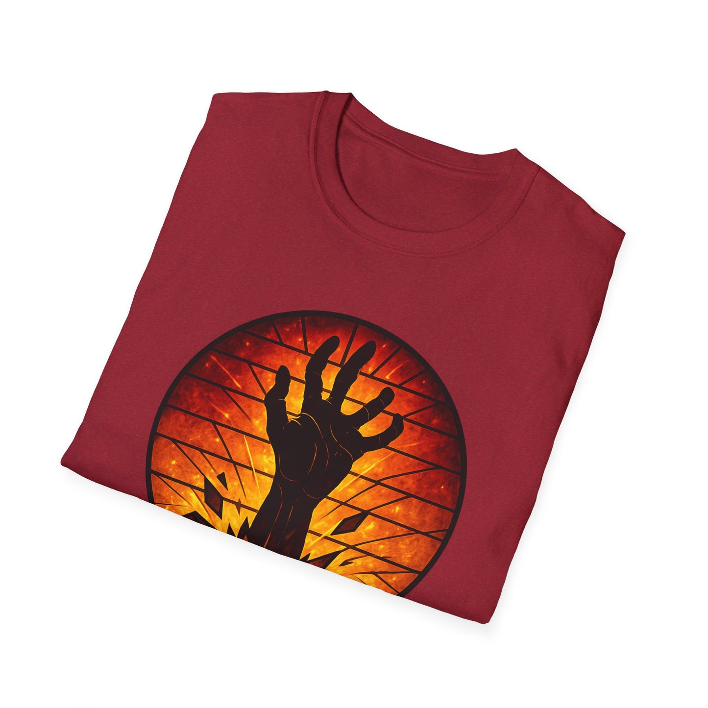Zombie Hand Sunset T-Shirt – Stained Glass Horror Shirt, Halloween Gothic Tee, Undead Rising Art Tee, Creepy Spooky Shirt for Fall
