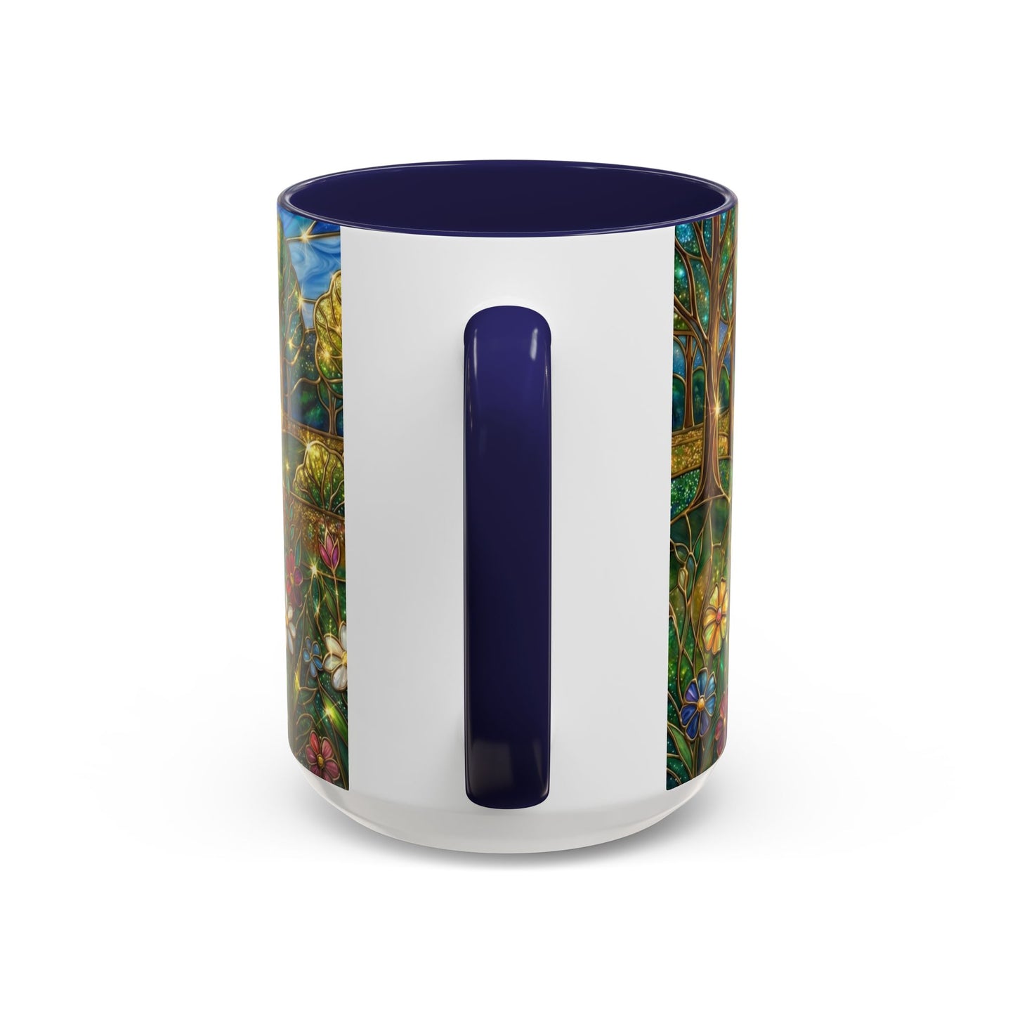 Stained Glass Mug, River Landscape Coffee Cup, Nature Lover Gift, Floral Tea Mug, Gardener Present, Art Teacher Gift, Colorful Scenery Cup