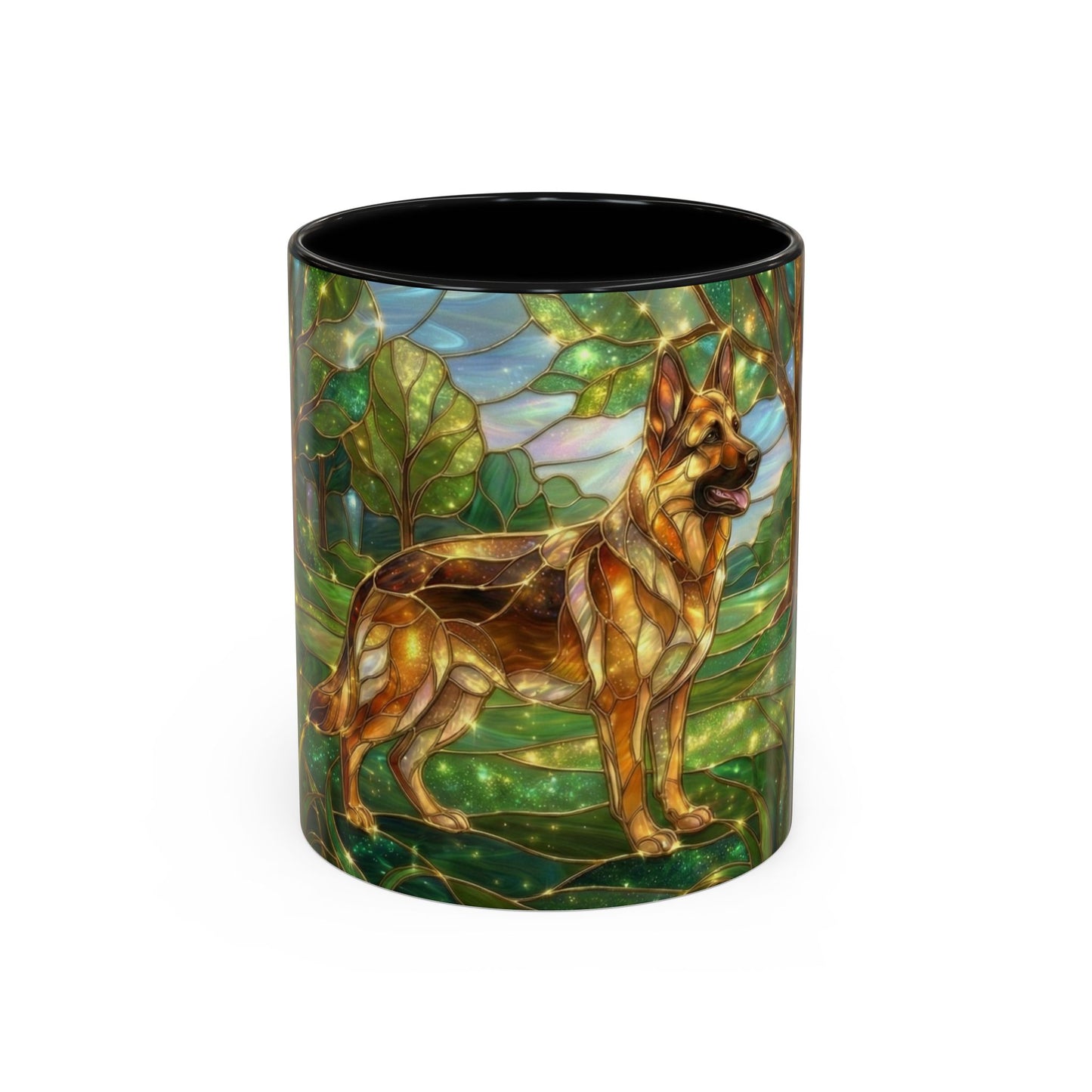 German Shepherd Mug, Stained Glass Dog Coffee Mug, German Shepherd Art Cup, Dog Lover Gift, Pet Memorial Mug, Colorful Dog Mug