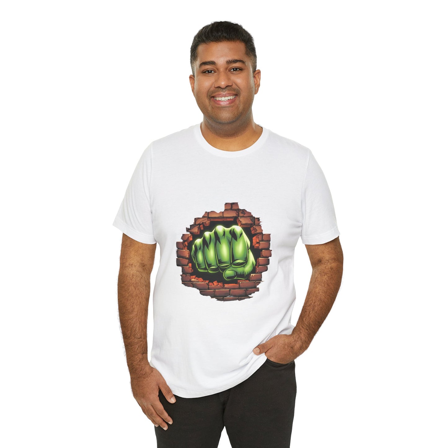 Green Hero Fist Graphic Tee – Superhero Shirt, Comic Pop Art, Gamer Gift, Y2K Dopamine Aesthetic, Funny Nerd Fashion, Unisex T‑shirt