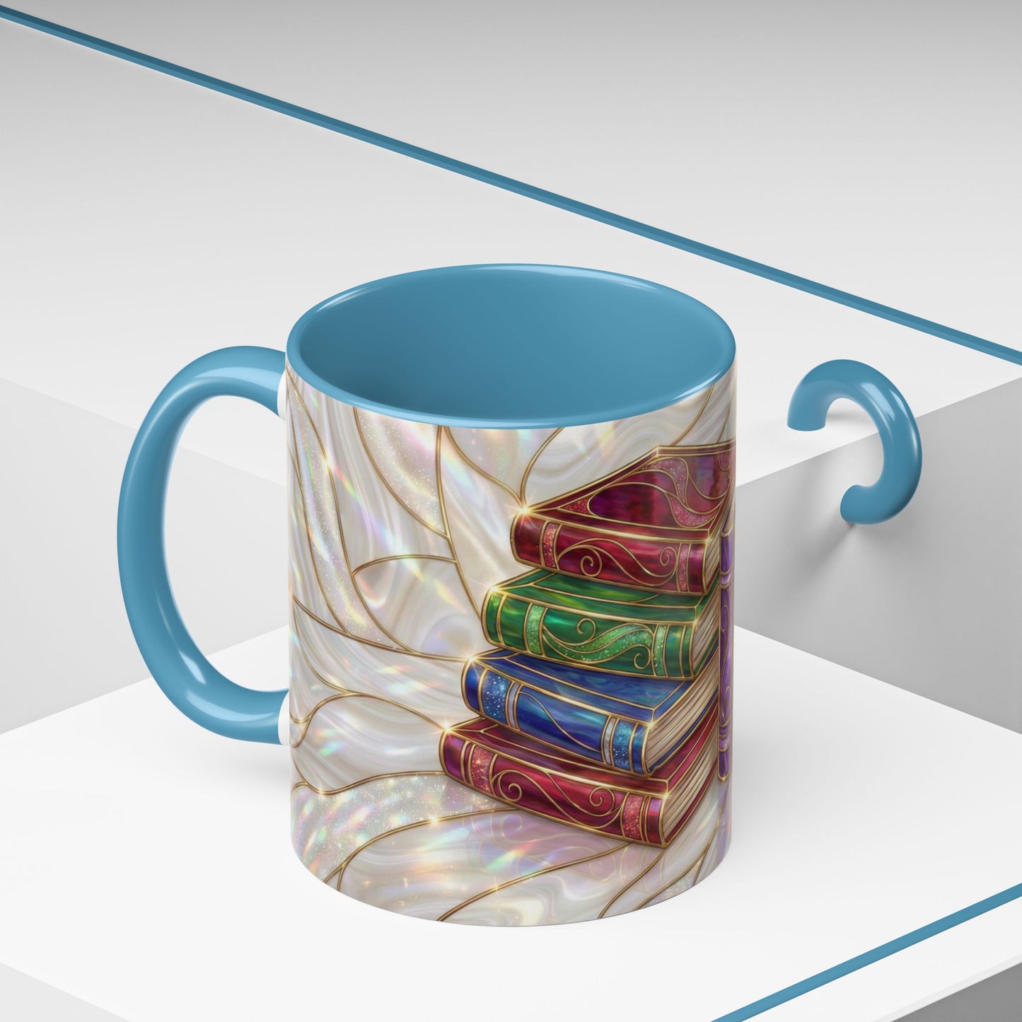 Book Lover Coffee Mug, Stained Glass Books Mug, Reading Gift For Bookworms, Library Aesthetic Mug, Booktok Mug, Ceramic Coffee Cup