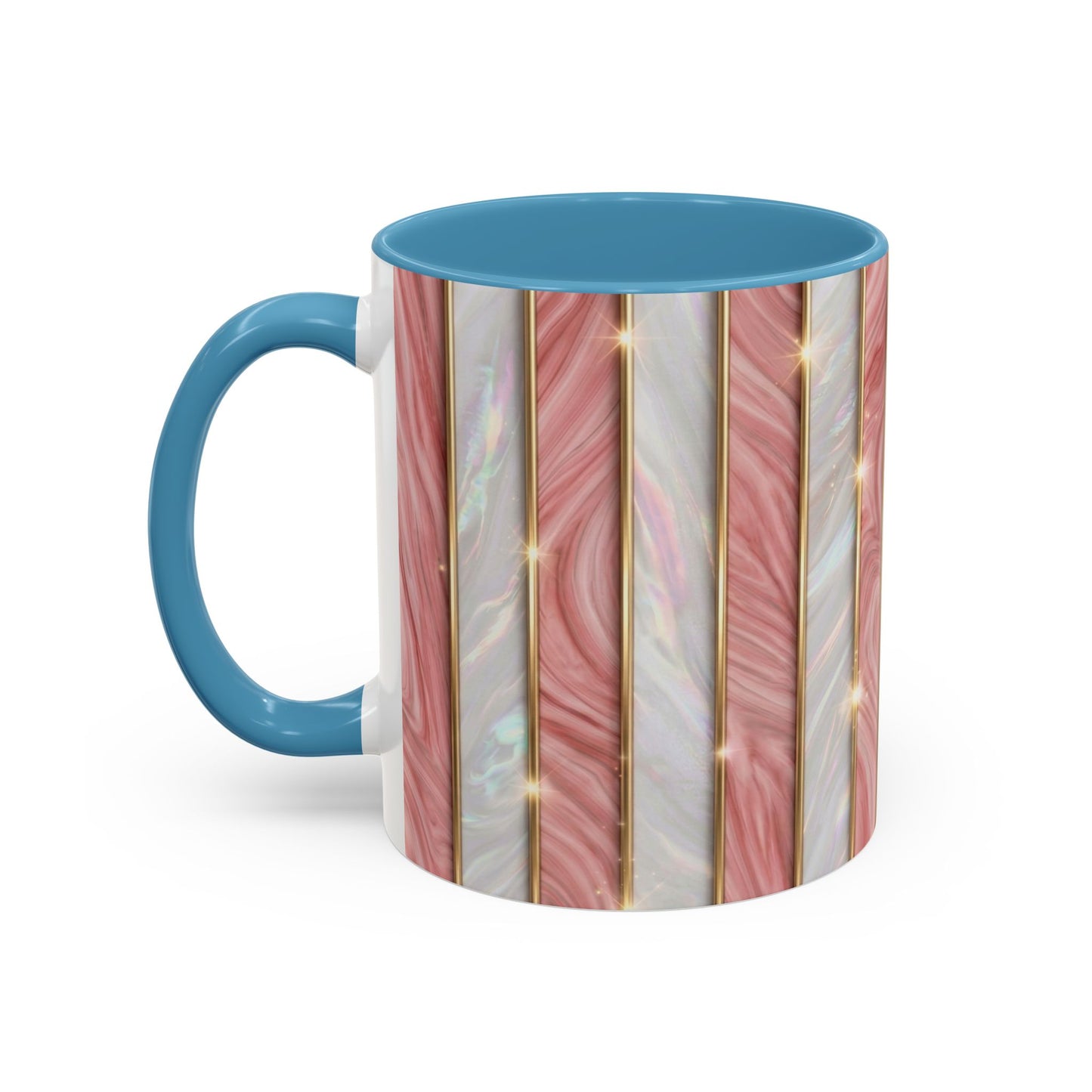 Pink Marble Coffee Mug, Gold Stripe Faux Agate Cup, Glam Desk Accessory, Elegant Tea Mug, Luxury Gift for Her, Chic Office Desk Decor