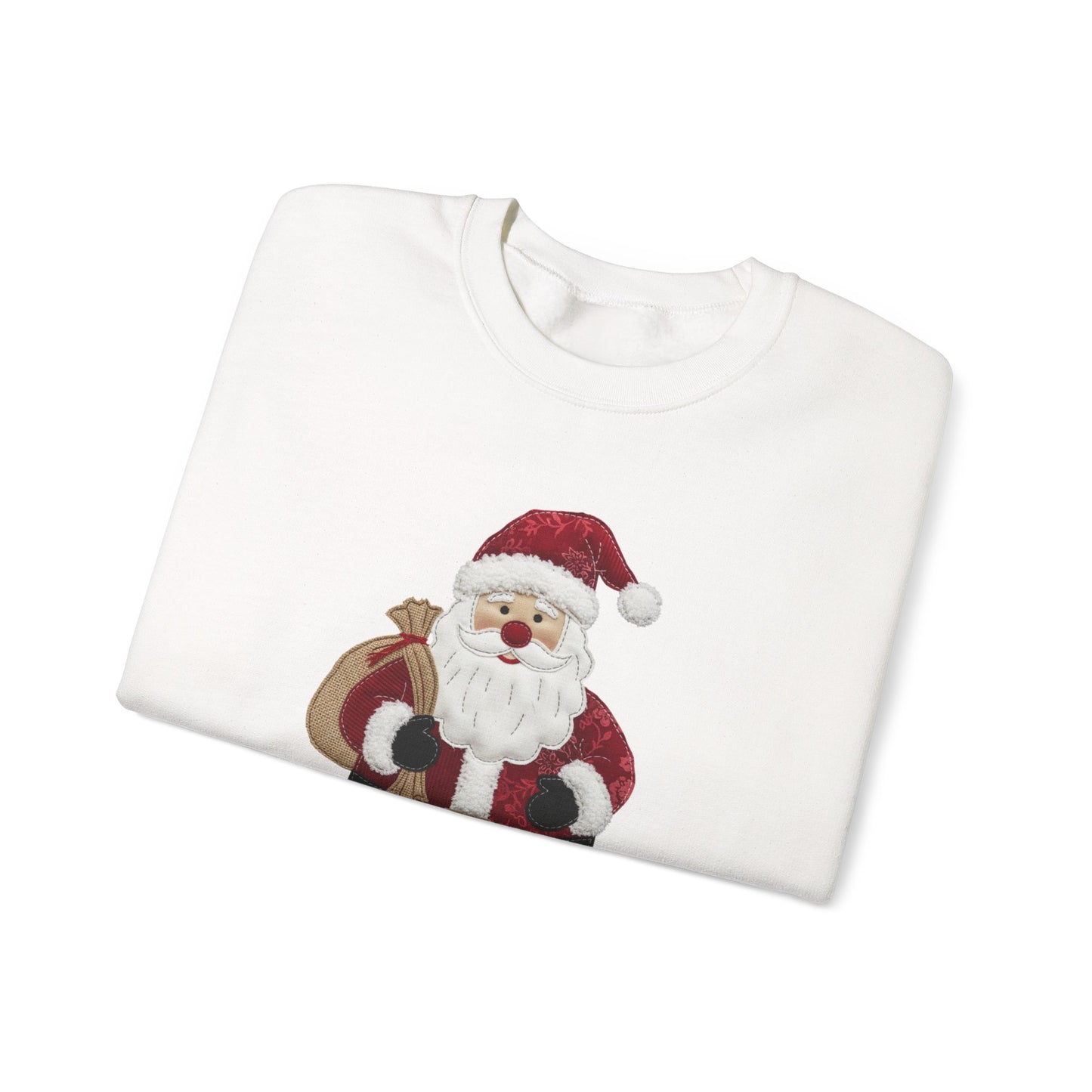 Faux patchwork Santa sweatshirt, Christmas Santa crewneck, cozy holiday sweater, vintage Santa pullover, festive winter sweatshirt, Xmas gift