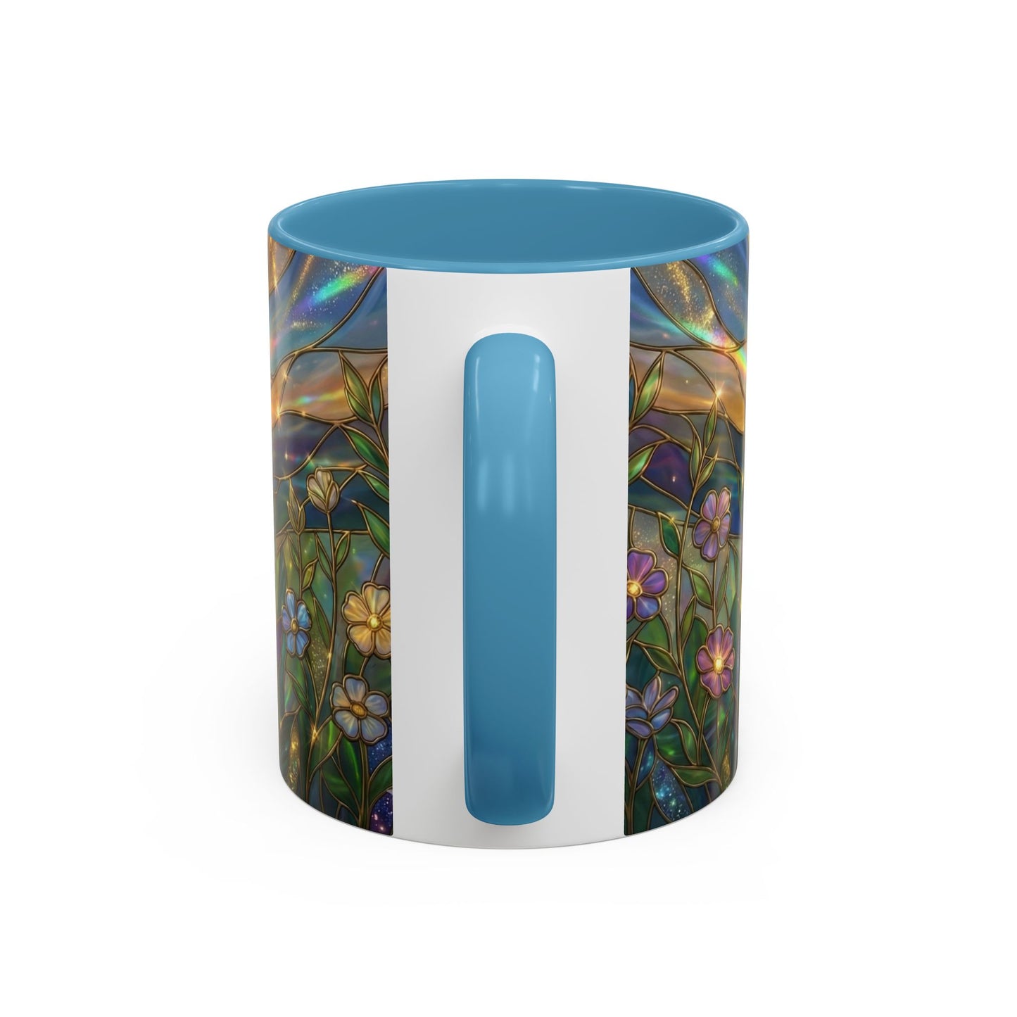 Stained Glass Cross Mug, Christian Coffee Cup With Floral Design, Faith Inspired Ceramic Mug, Religious Gift, 11oz 15oz
