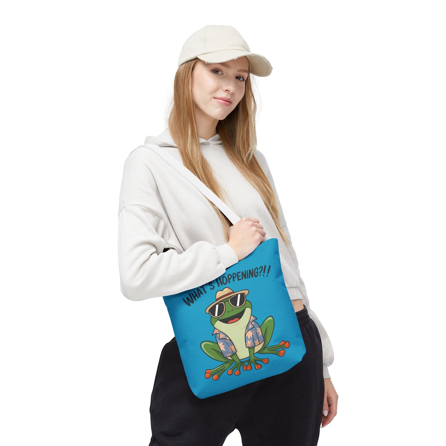 Frog Tote Bag - What's Hoppening Pun Design