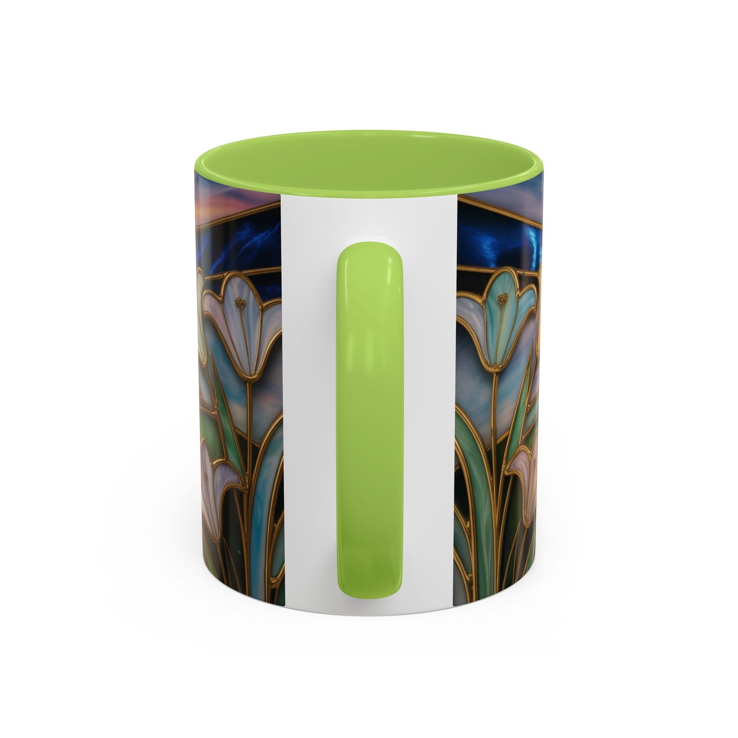 Stained Glass Cross Mug, Christian Coffee Cup, Faith Gift Mug, Religious Art Mug, Floral Church Mug, Inspirational Faith Cup, Easter Gift