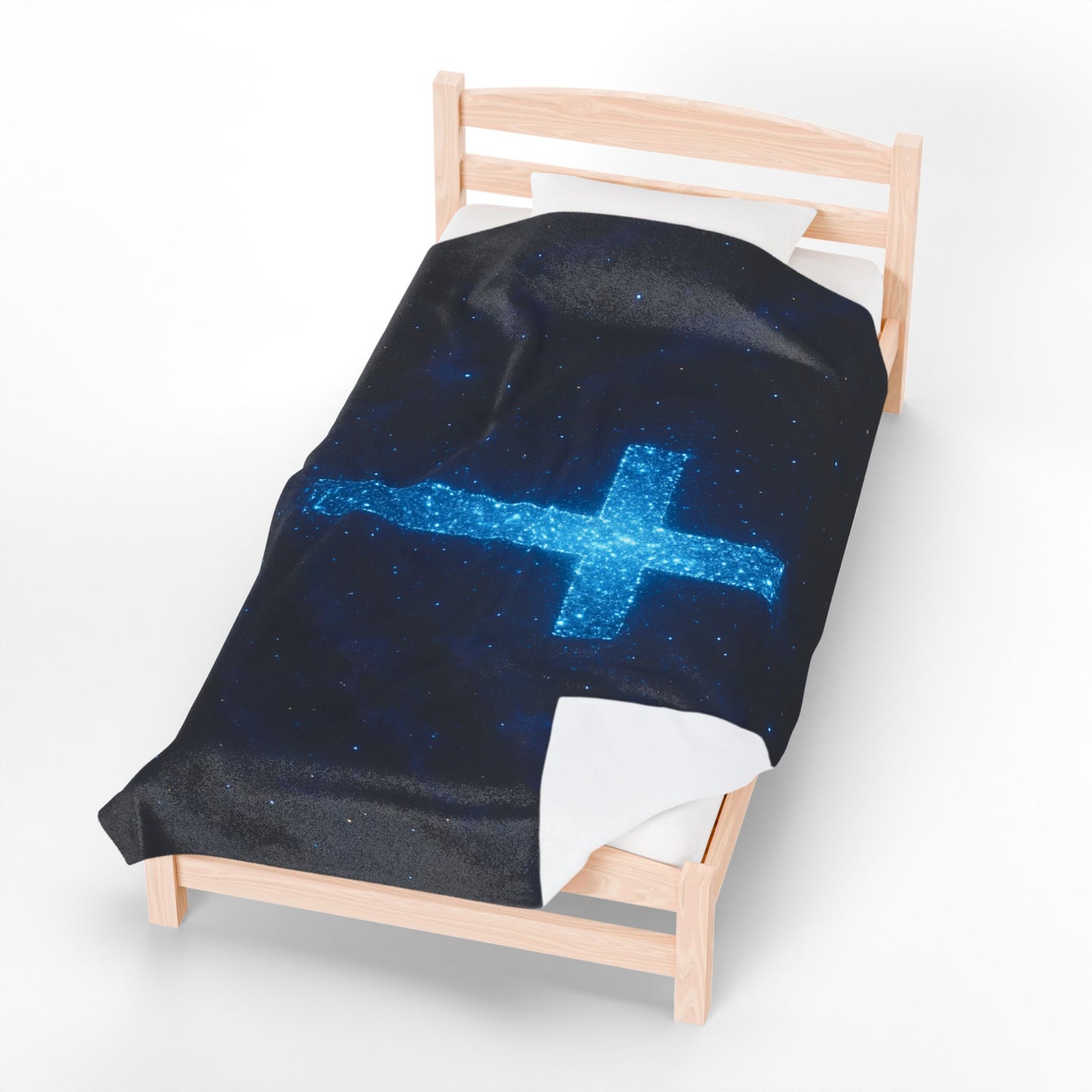 Velveteen Plush Blanket with Bioluminescent Cross Design Christian Decor Inspirational Throw Spiritual Blanket Gift for Believers
