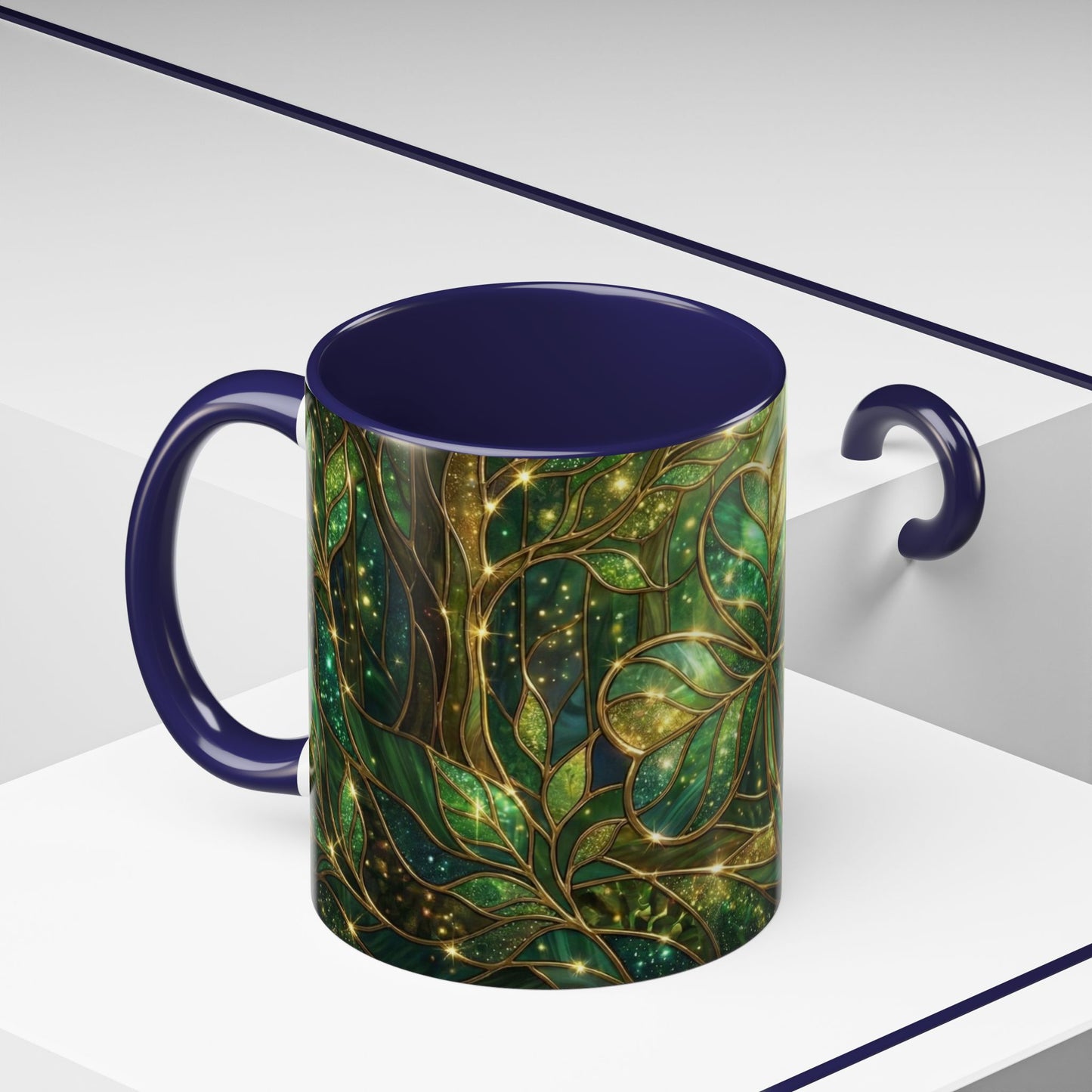Stained Glass Shamrock Mug, Celtic Irish Coffee Cup, Green Stained Glass Mug, Shamrock Art Mug, St Patrick’s Day Gift