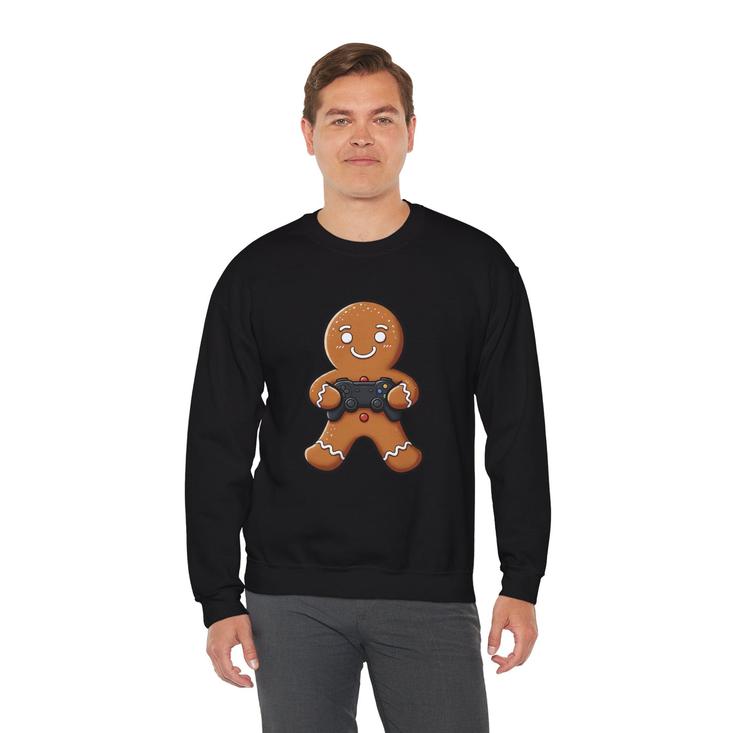 Gamer Gingerbread Sweatshirt | Funny Christmas Sweater | Cute Holiday Crewneck for Gamers | Cozy Unisex Winter Gift