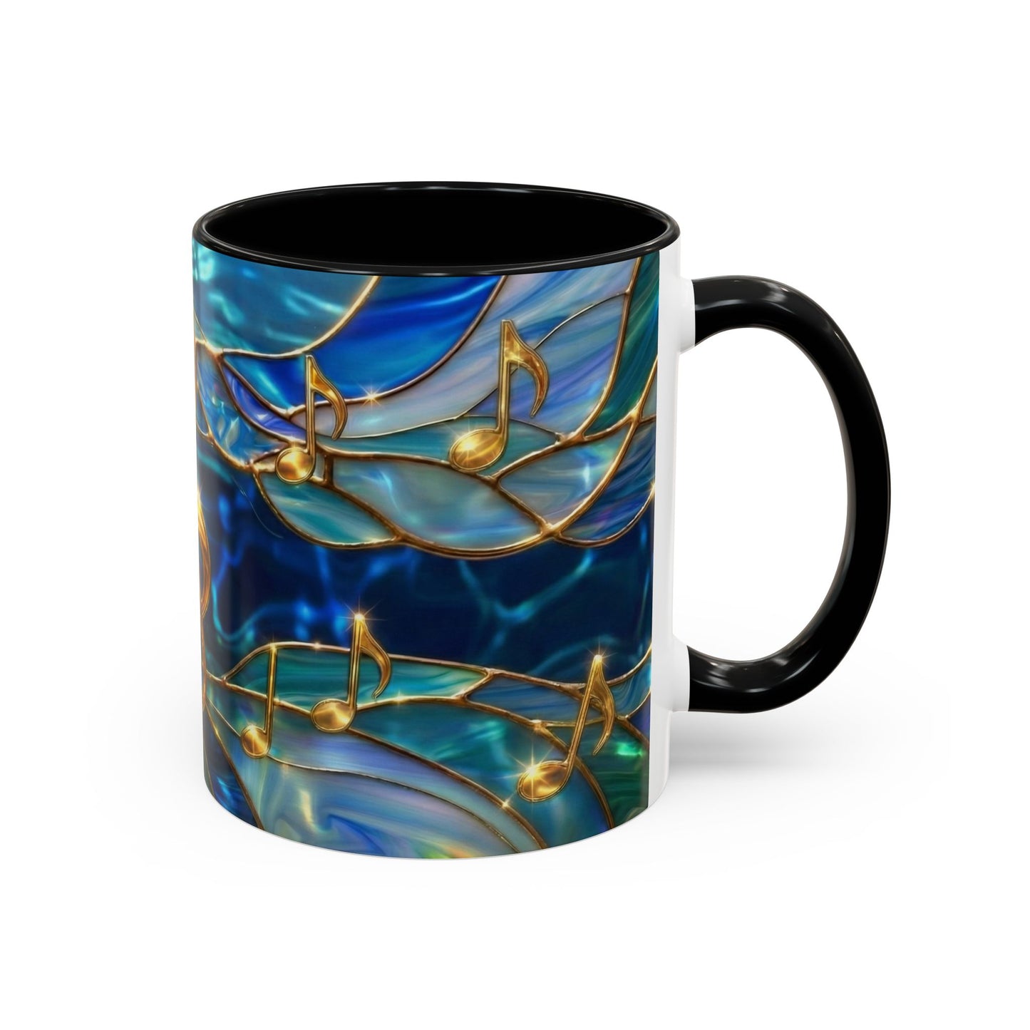 Music Notes Mug, Stained Glass Music Coffee Mug, Musical Gift Mug, Music Lover Cup, Music Teacher Gift, Artistic Coffee Mug