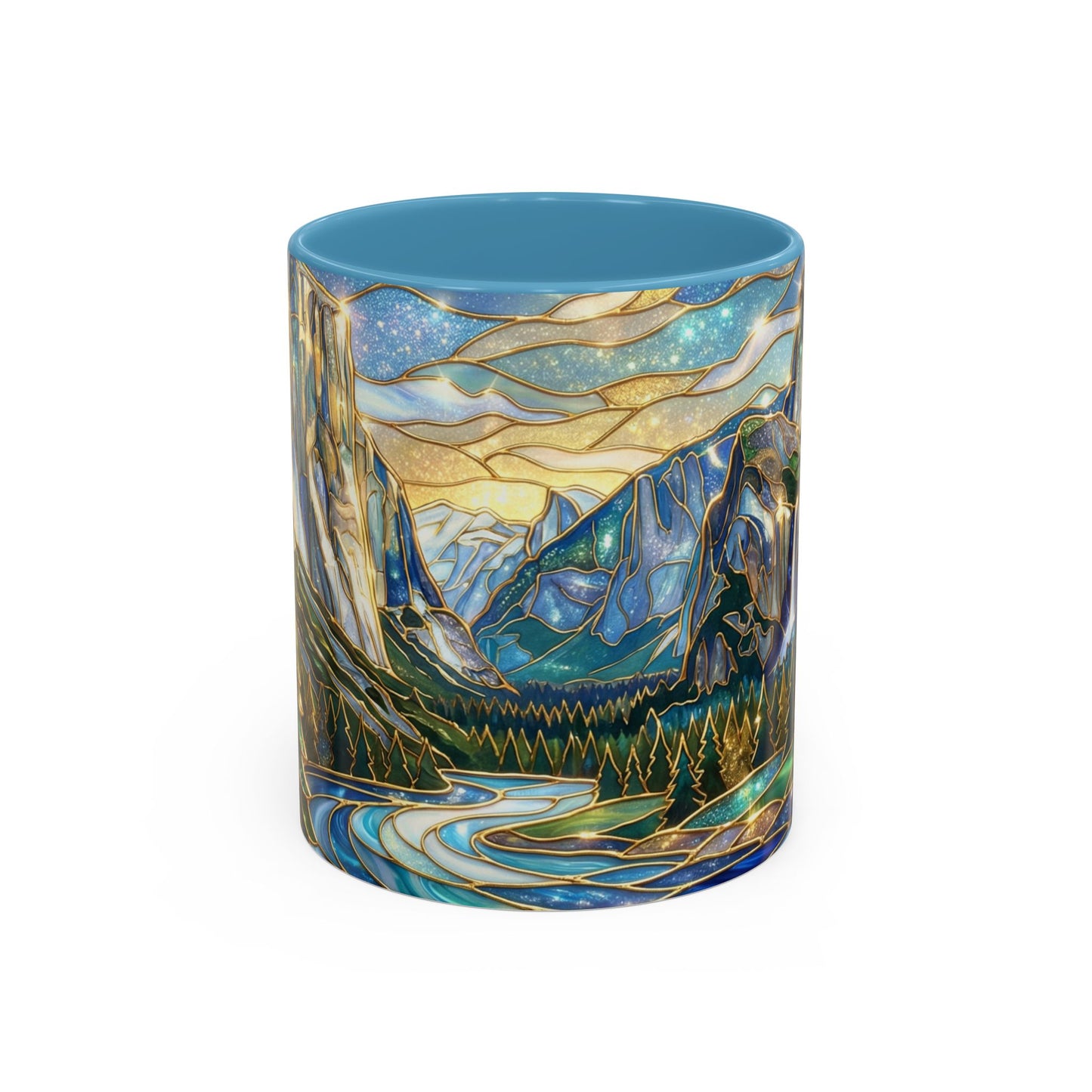 Stained Glass Yosemite Mug, Yosemite Mountain Coffee Cup, Waterfall Landscape Art Mug, Scenic Nature Mug, Yosemite Gift, Outdoor Lover Gift