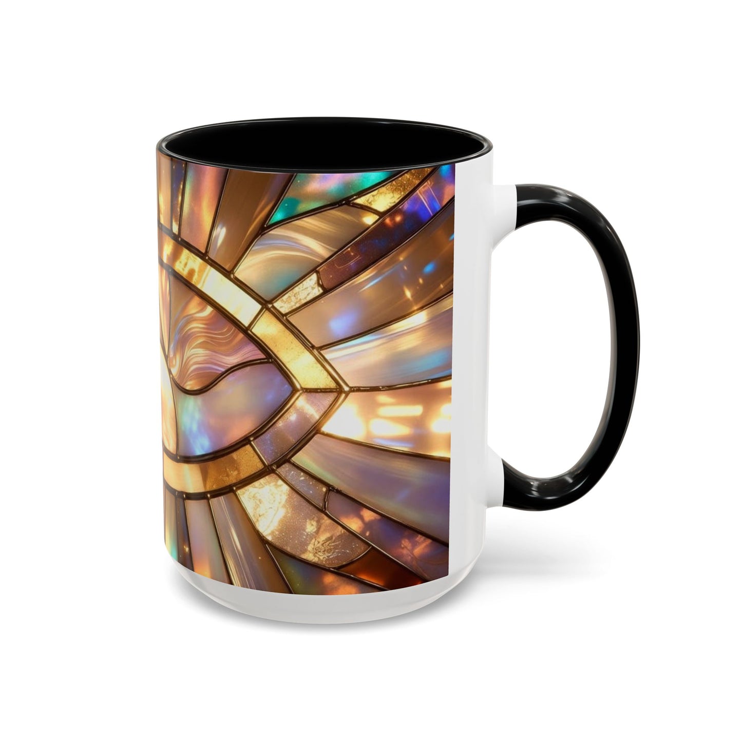 Stained Glass Ichthys Mug, Jesus Fish Christian Coffee Cup, Religious Art Mug, Faith Gift For Women, Inspirational Stained Glass Christian Symbol Design