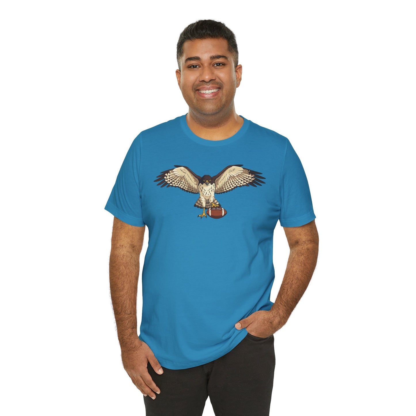 Hawk Football Shirt, Hawk Holding Football T Shirt, Football Mascot Tee, Bird Of Prey Shirt, Sports Fan Gift, Game Day Hawk Tee