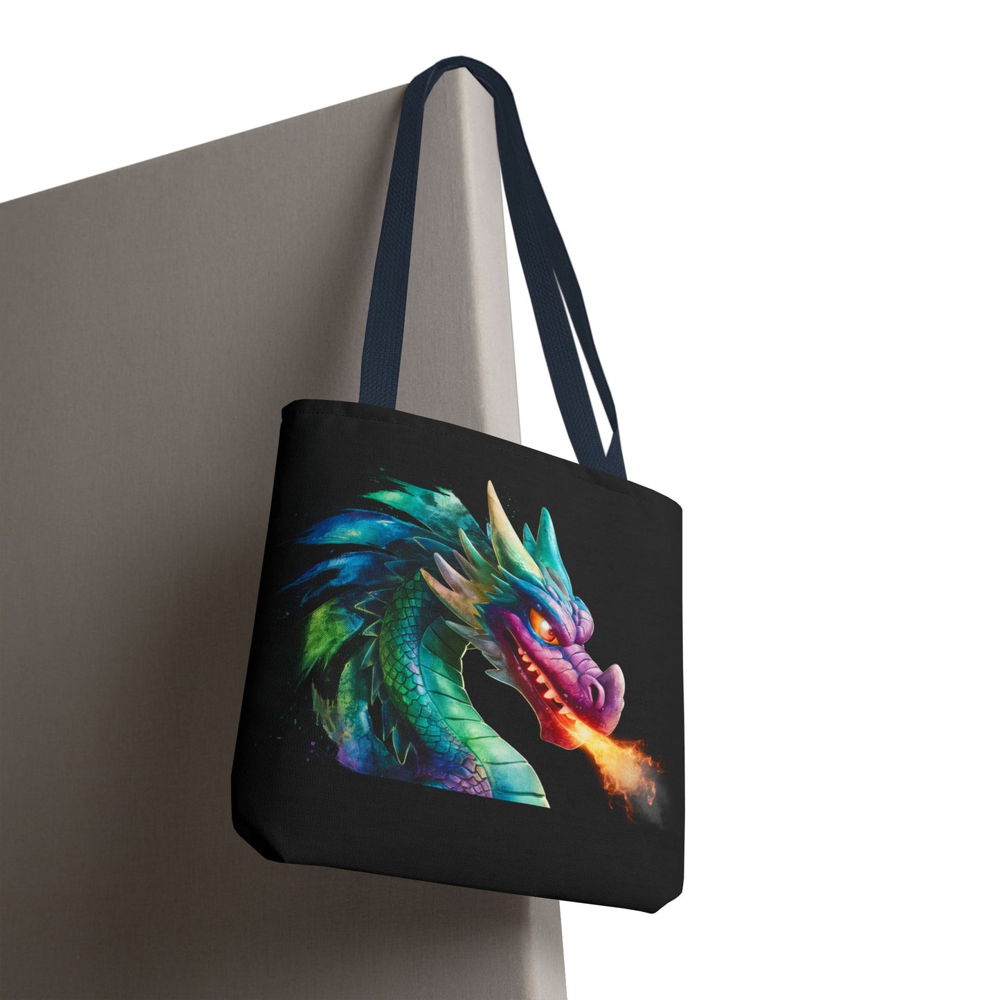 Double-Sided Fierce Dragon Canvas Tote - Colorful Fire-Breathing Fantasy, Eco Reusable Bag, Gift for Dragon Lover