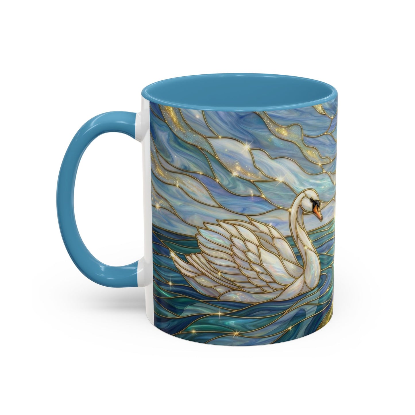 Swan And Horse Coffee Mug, Stained Glass Fantasy Art Mug, Elegant Animal Coffee Cup, Mythical Nature Gift, 11oz 15oz Ceramic Mug