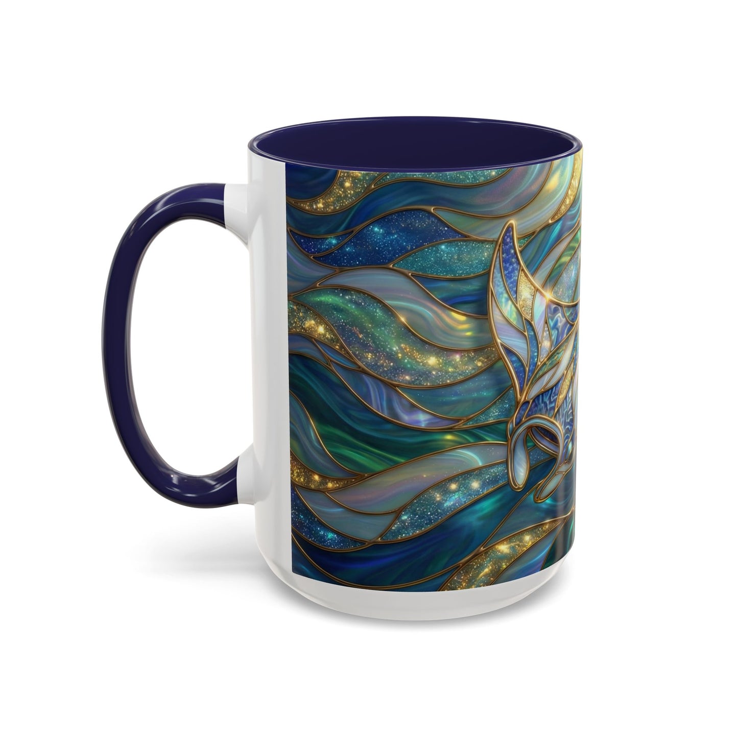Stained Glass Manta Ray Mug, Ocean Coffee Cup, Manta Ray Art Mug, Nautical Gift, Coastal Decor Mug, Marine Life Coffee Cup