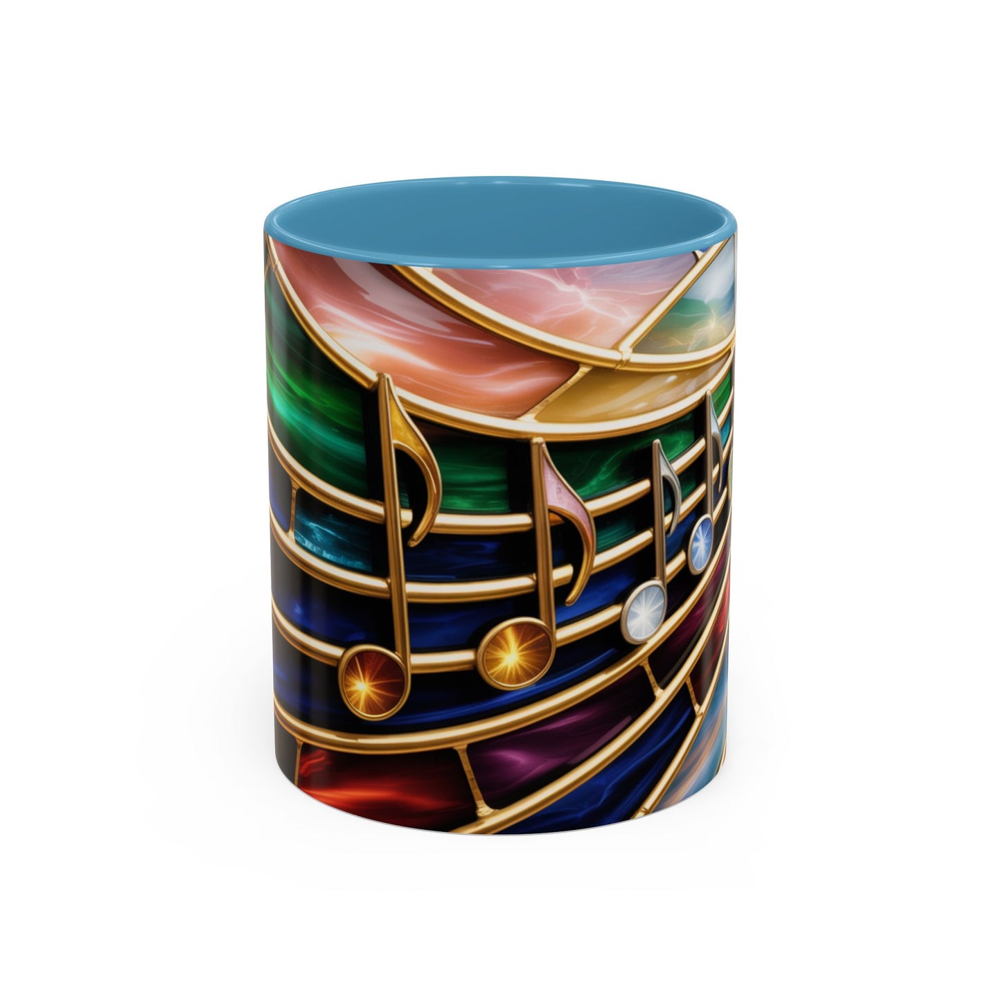 Stained Glass Music Mug, Musical Notes Coffee Cup, Colorful Treble Clef Mug, Musician Gift Idea, Music Lover Cup, Art Mug for Singers