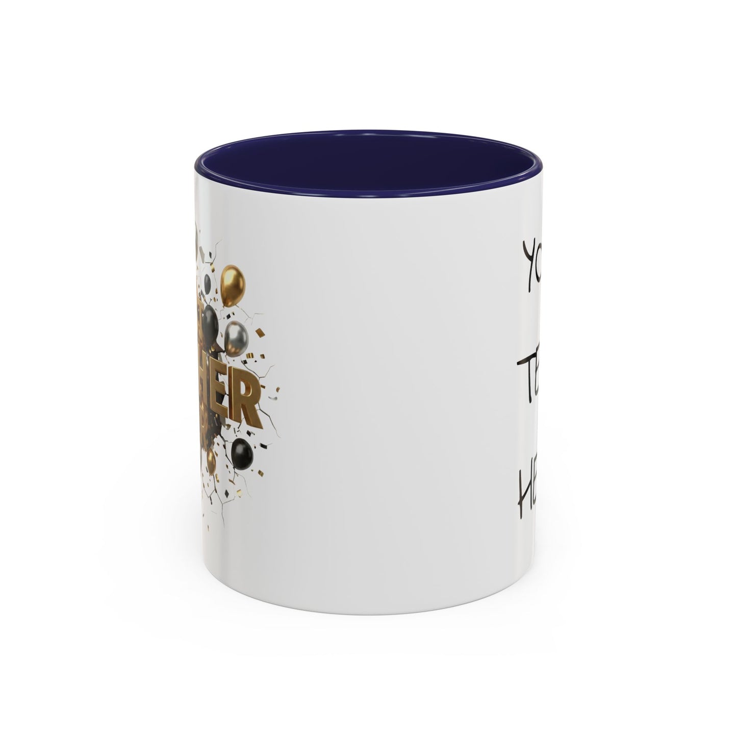 Personalized Teacher Mug, Best Teacher Ever Gift, Custom Educator Coffee Cup, 3D Gold Balloon Design, Teacher Appreciation Present