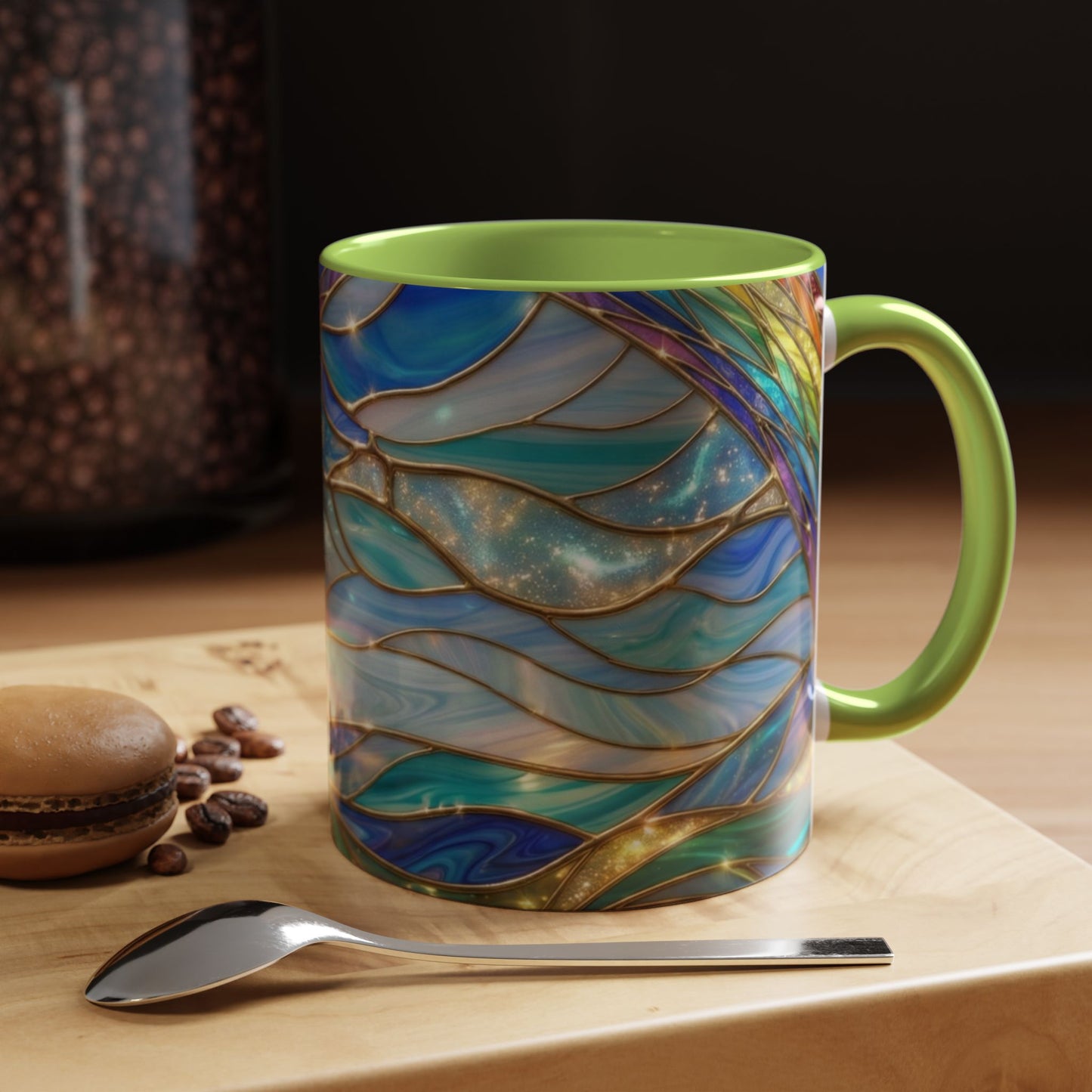 Stained Glass Rainbow Mug, Pot Of Gold Coffee Cup, St Patricks Day Gift, Magical Fantasy Tea Cup, Lucky Irish Leprechaun, Colorful Art
