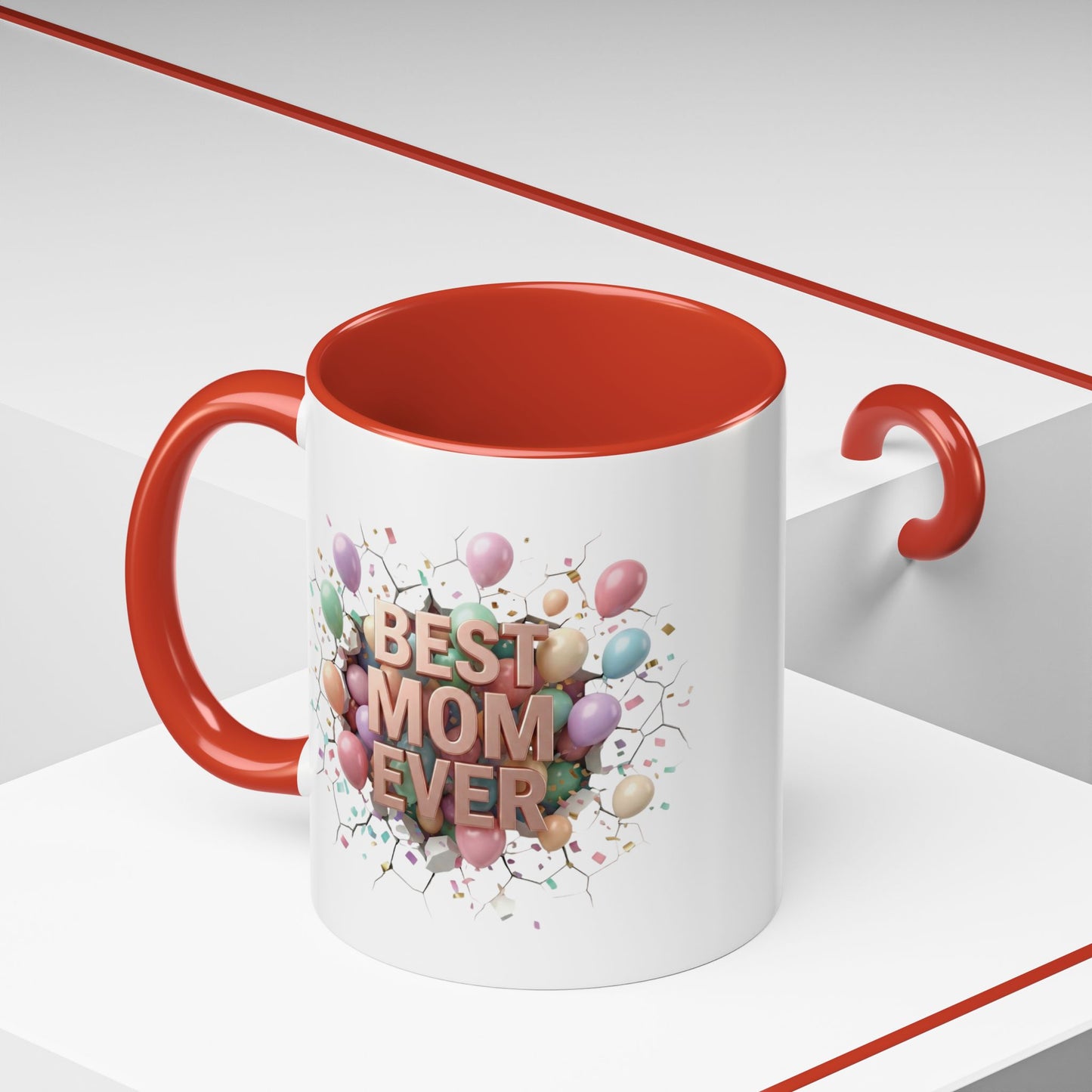 Personalized Mom Mug, Best Mom Ever Gift, Custom Name Coffee Cup, 3D Balloon Design, Mothers Day Gift, New Mom Gift 2025, Custom Mug