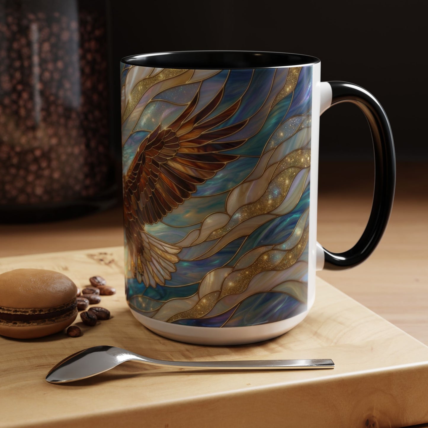 Stained Glass Eagle Mug, Bald Eagle Coffee Mug, Patriotic Eagle Cup, Wildlife Art Mug, Freedom Bird Mug, Nature Art Gift