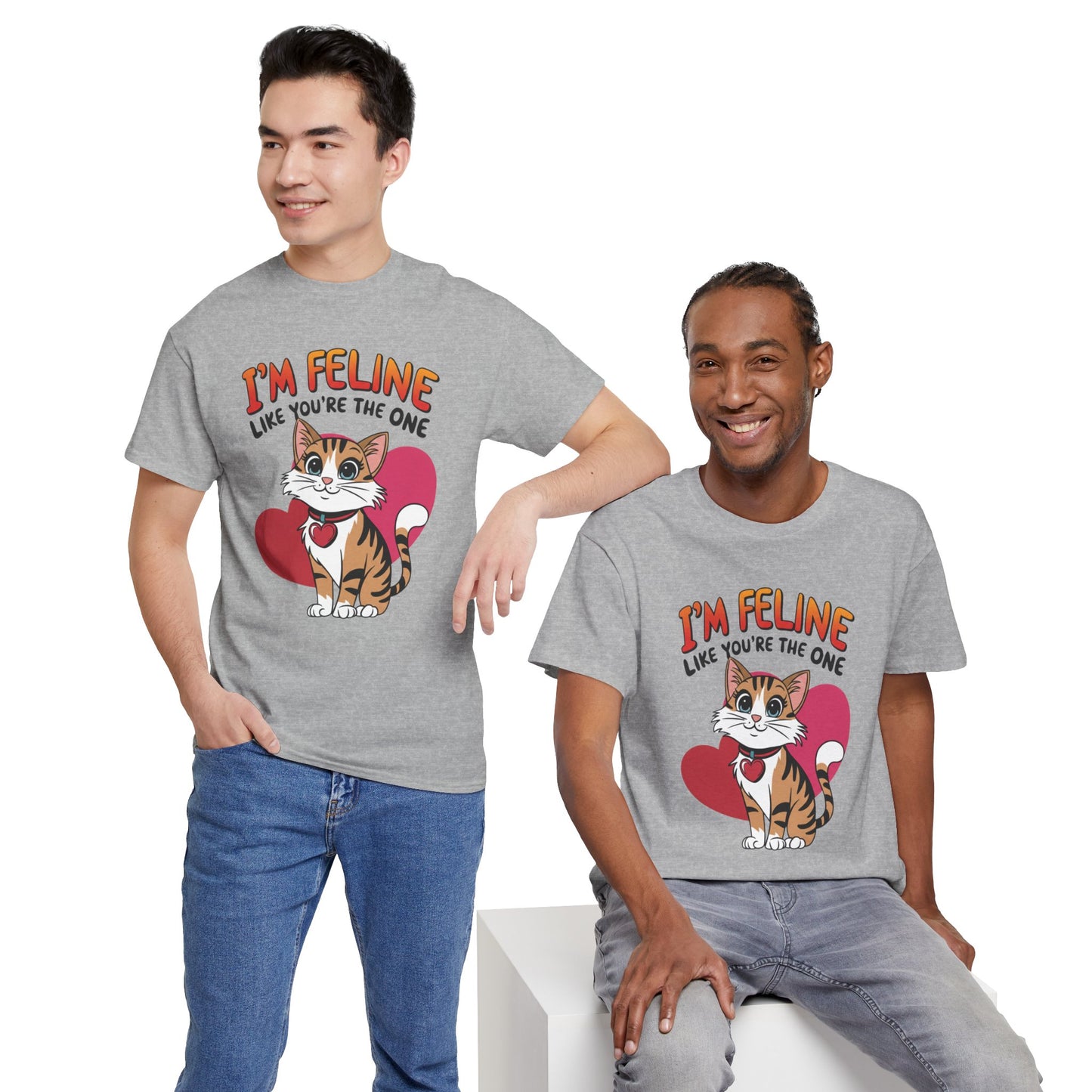 I’m Feline Like You’re The One Shirt, Cute Cat Valentine Tee, Funny Cat Love Graphic TShirt, Romantic Gift For Her Him, Cat Pun Shirt