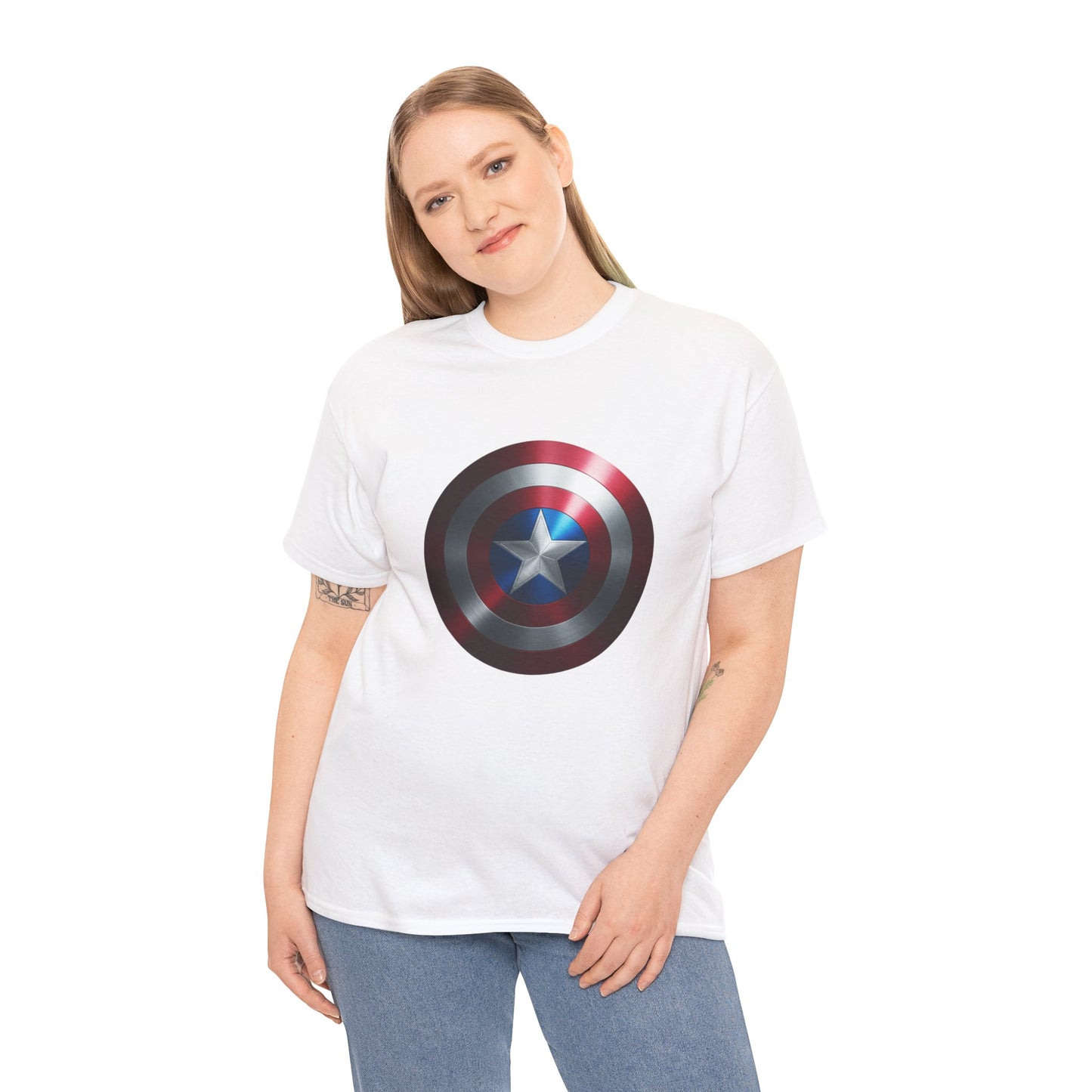 Patriotic Hero Shield Shirt – Star Emblem Graphic Tee – Super Soldier Gift – Comic Inspired Unisex Shirt – Cosplay Convention Top