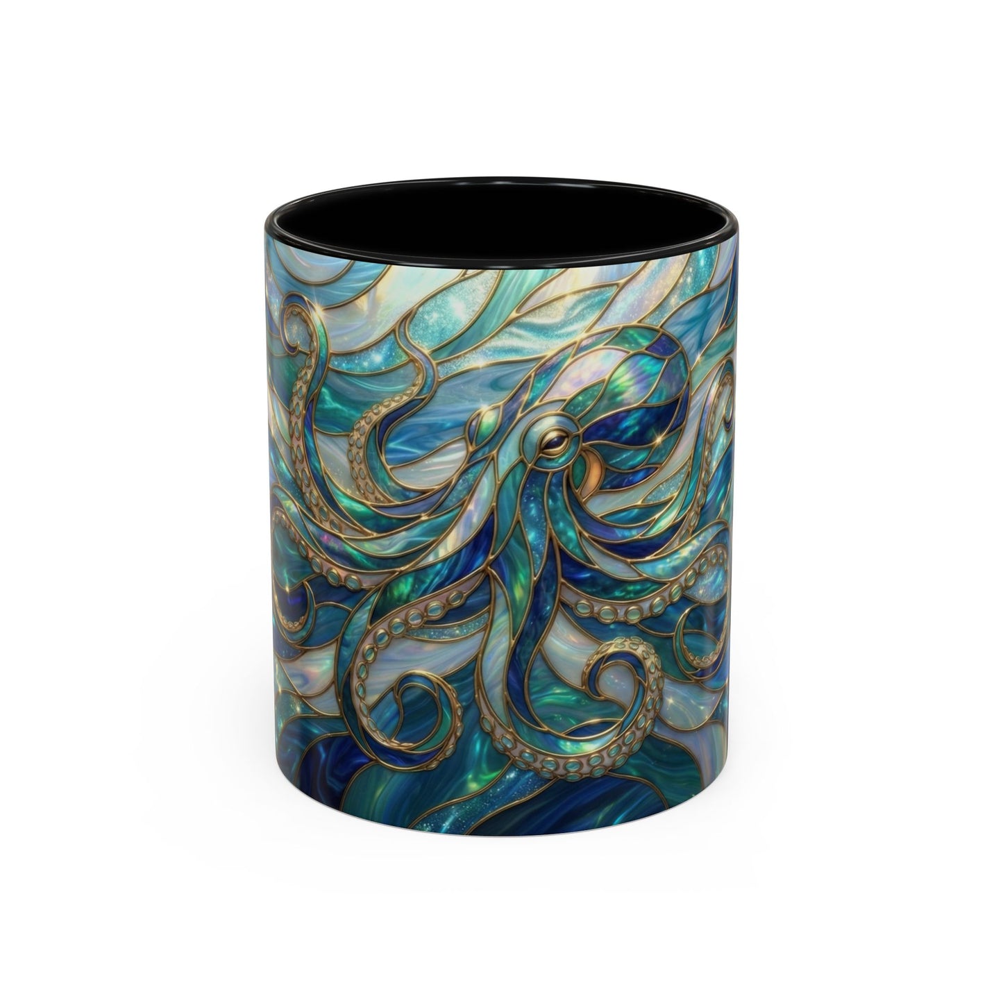 Stained Glass Octopus Mug, Octopus Coffee Mug, Ocean Art Mug, Nautical Decor Cup, Sea Creature Mug, Octopus Lover Gift