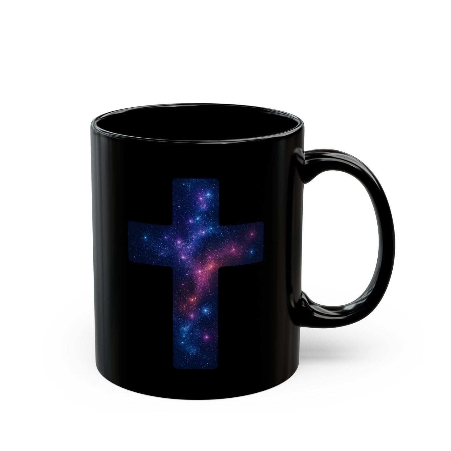Galaxy Cross Coffee Mug – Celestial Cosmic Cross Design, Space Nebula Drinkware, Galaxy Art Mug, Trendy Astronomy Gift