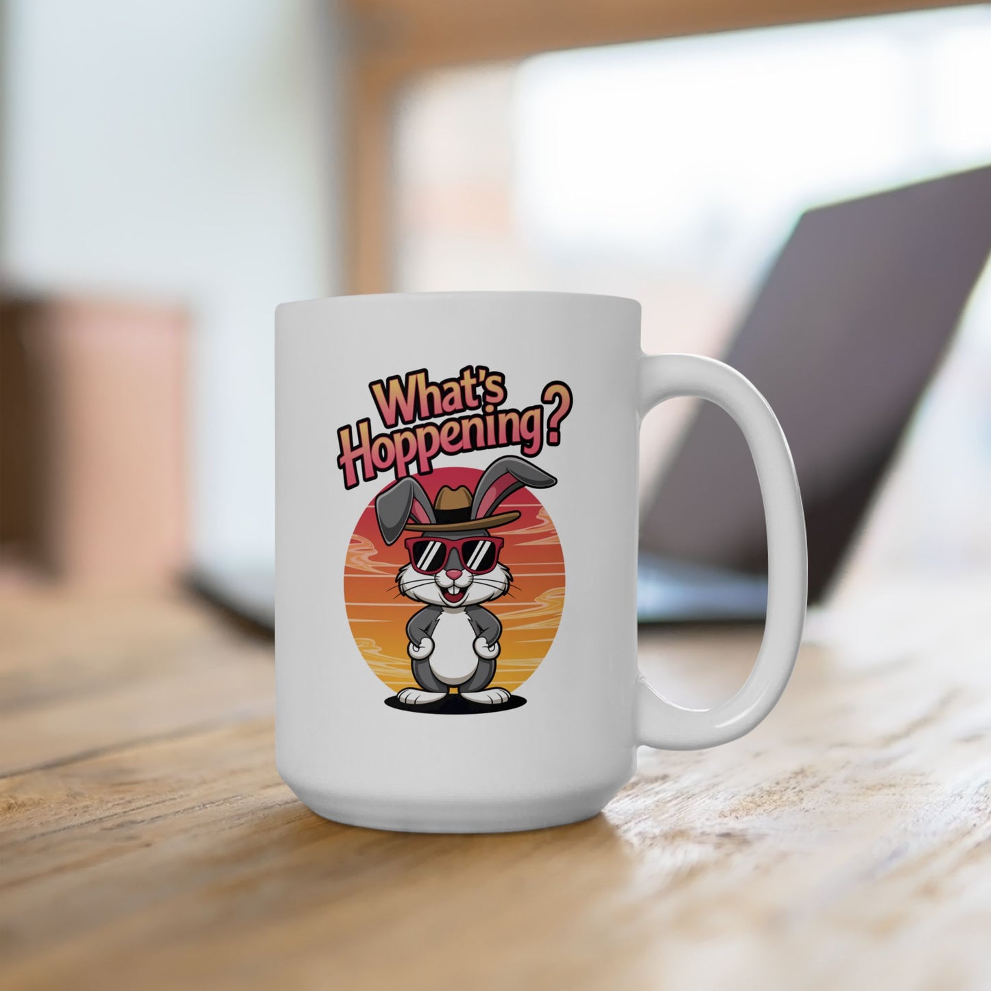 What’s Hoppening Funny Bunny Mug – Cute Rabbit Coffee Cup with Easter Pun, Dishwasher Safe Ceramic, Hilarious Gift for Animal Lovers & Friends