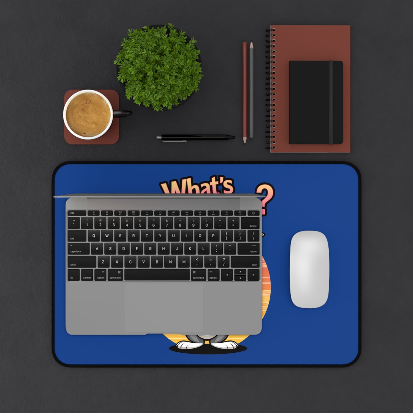 Funny Cartoon Desk Mat - 'What's Happening?' with Cool Bunny Design