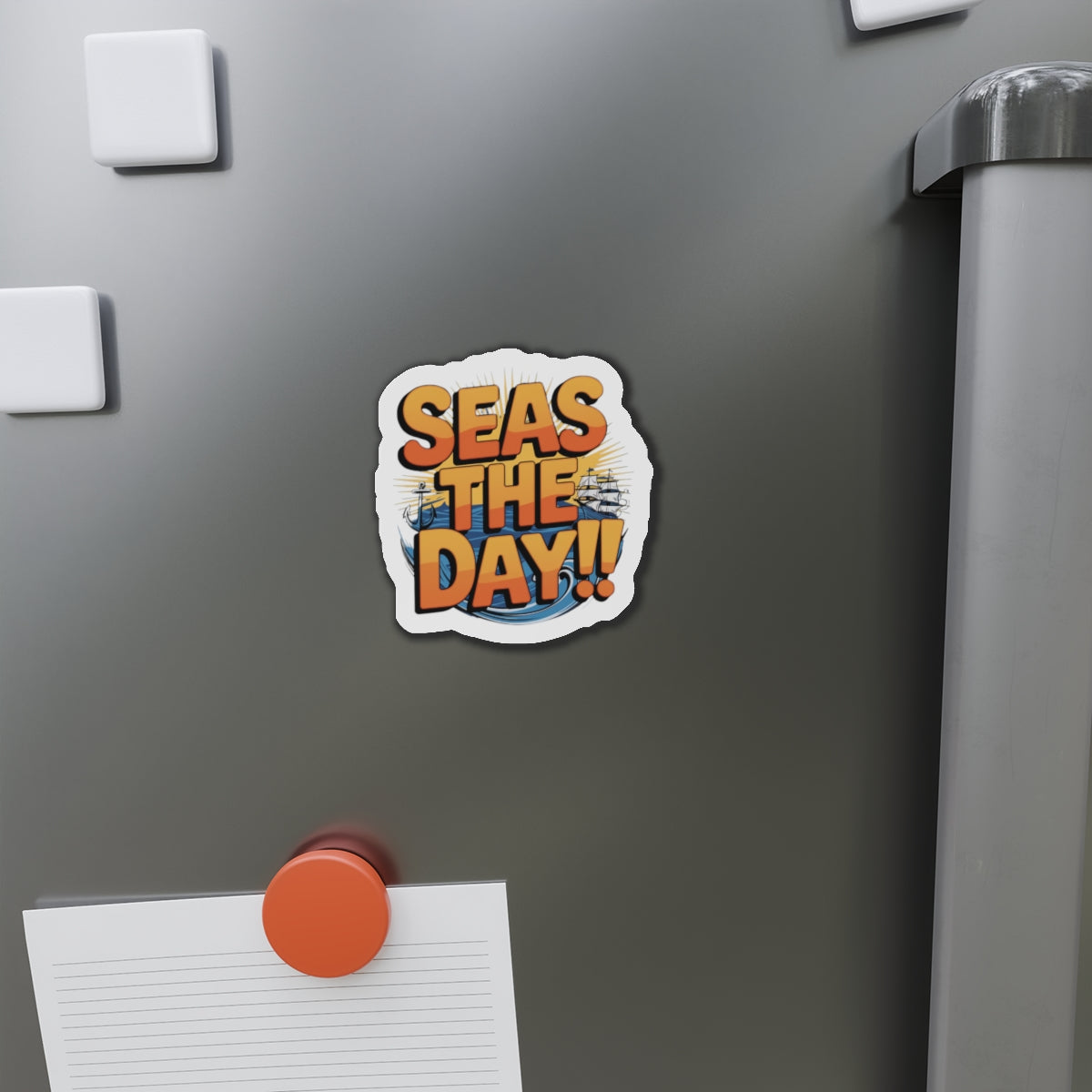 Die-Cut Magnet - Seas the Day Nautical Quote Kitchen Decor Refrigerator Magnet Ocean Decor