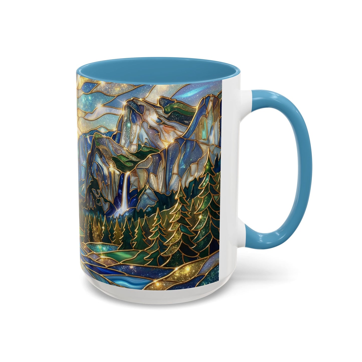 Stained Glass Yosemite Mug, Yosemite Mountain Coffee Cup, Waterfall Landscape Art Mug, Scenic Nature Mug, Yosemite Gift, Outdoor Lover Gift