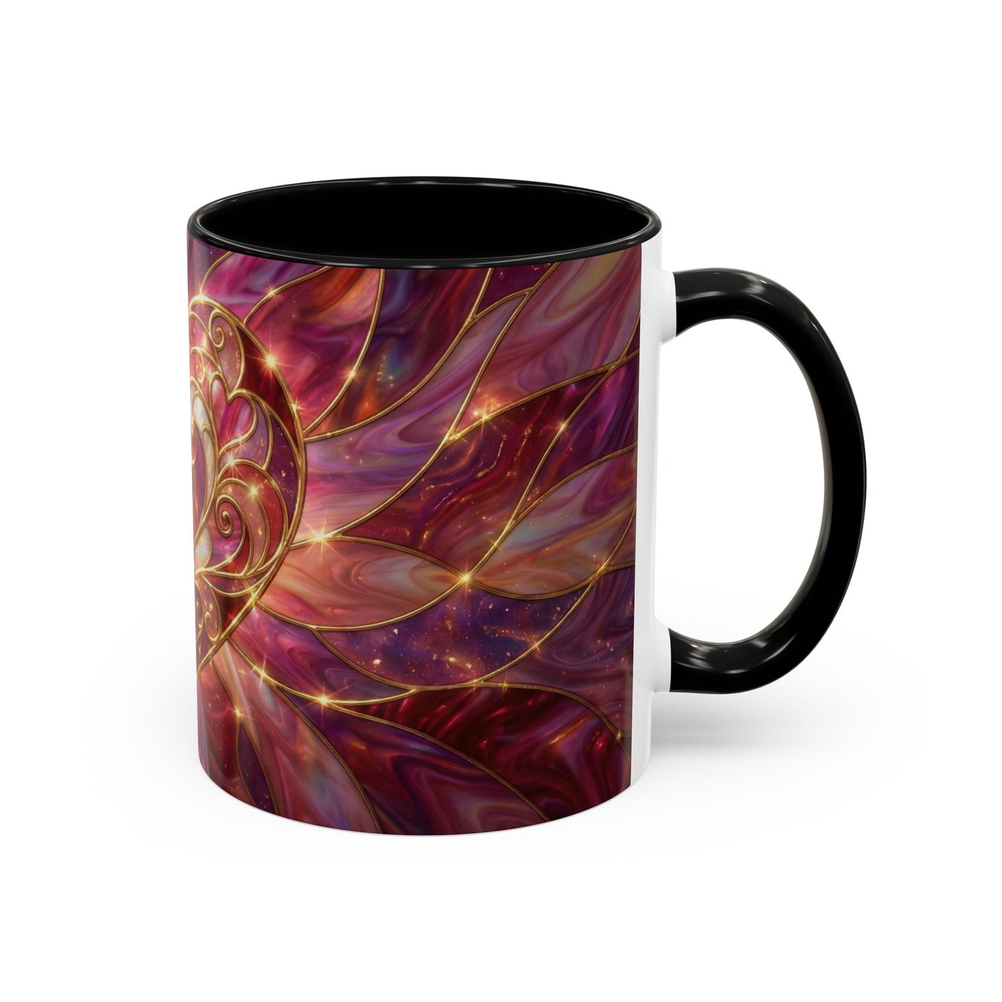Stained Glass Heart Mug, Romantic Coffee Mug, Valentine Gift Mug, Love Heart Cup, Pink Aesthetic Mug, Anniversary Gift For Her