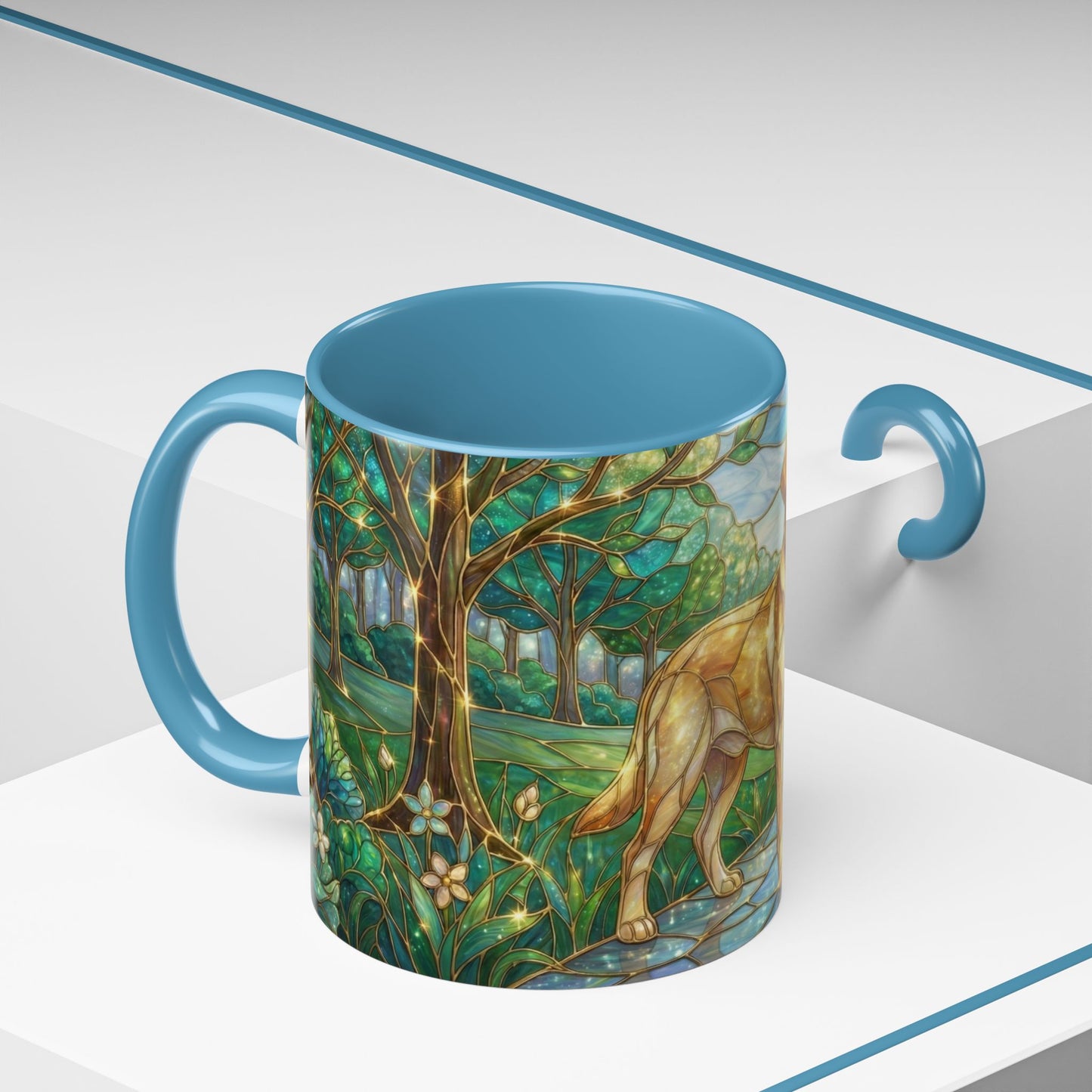 Stained Glass Labrador Mug, Dog Lover Coffee Mug, Labrador Retriever Art Cup, Pet Memorial Gift, Colorful Dog Mug, Nature Art Mug
