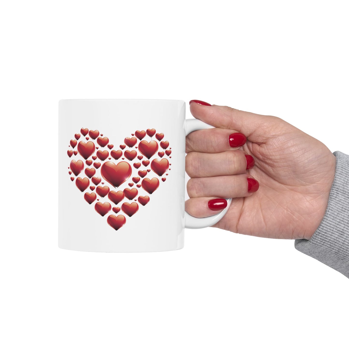 Mug - Heart Made Out of Hearts Fun Ceramic Mug (11oz, 15oz)