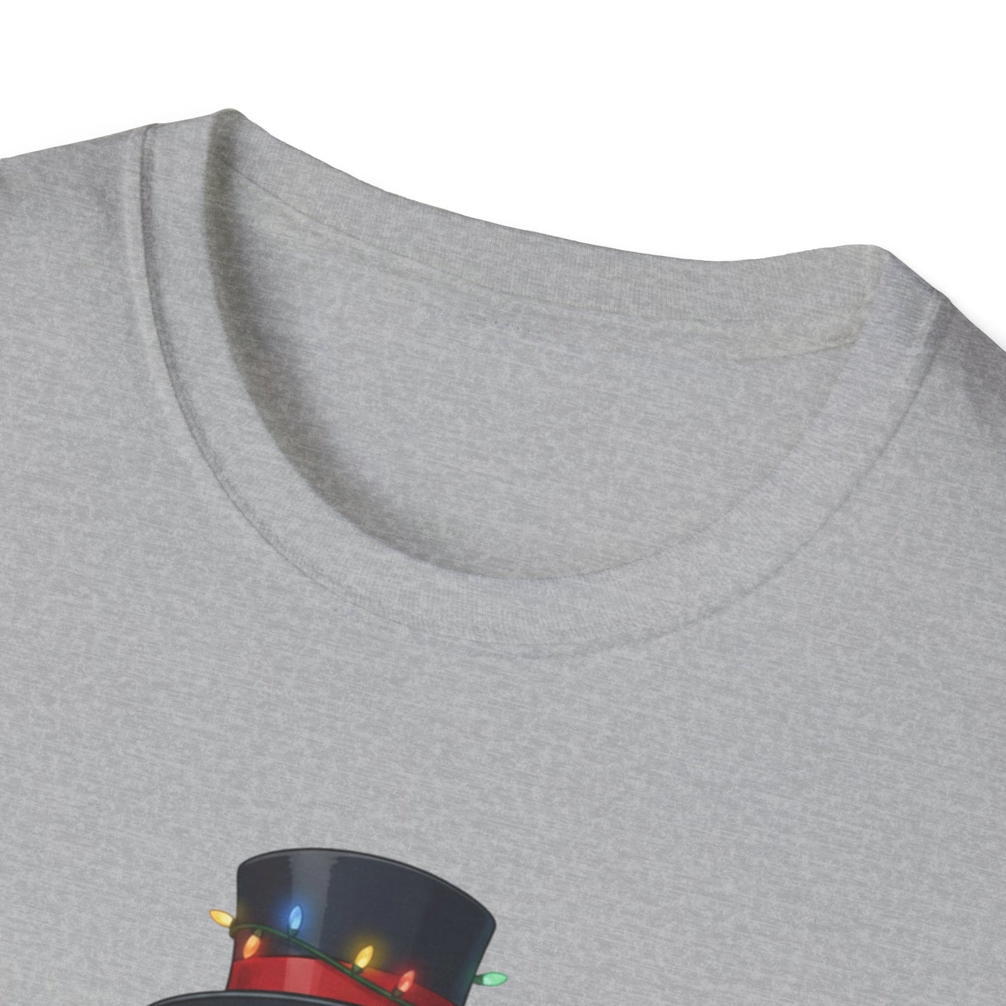 Cute Snowman Christmas Shirt, Snowman Wrapped in Christmas Lights Tee, Holiday Winter Snowman Top Hat Shirt, Funny Cozy Christmas T Shirt
