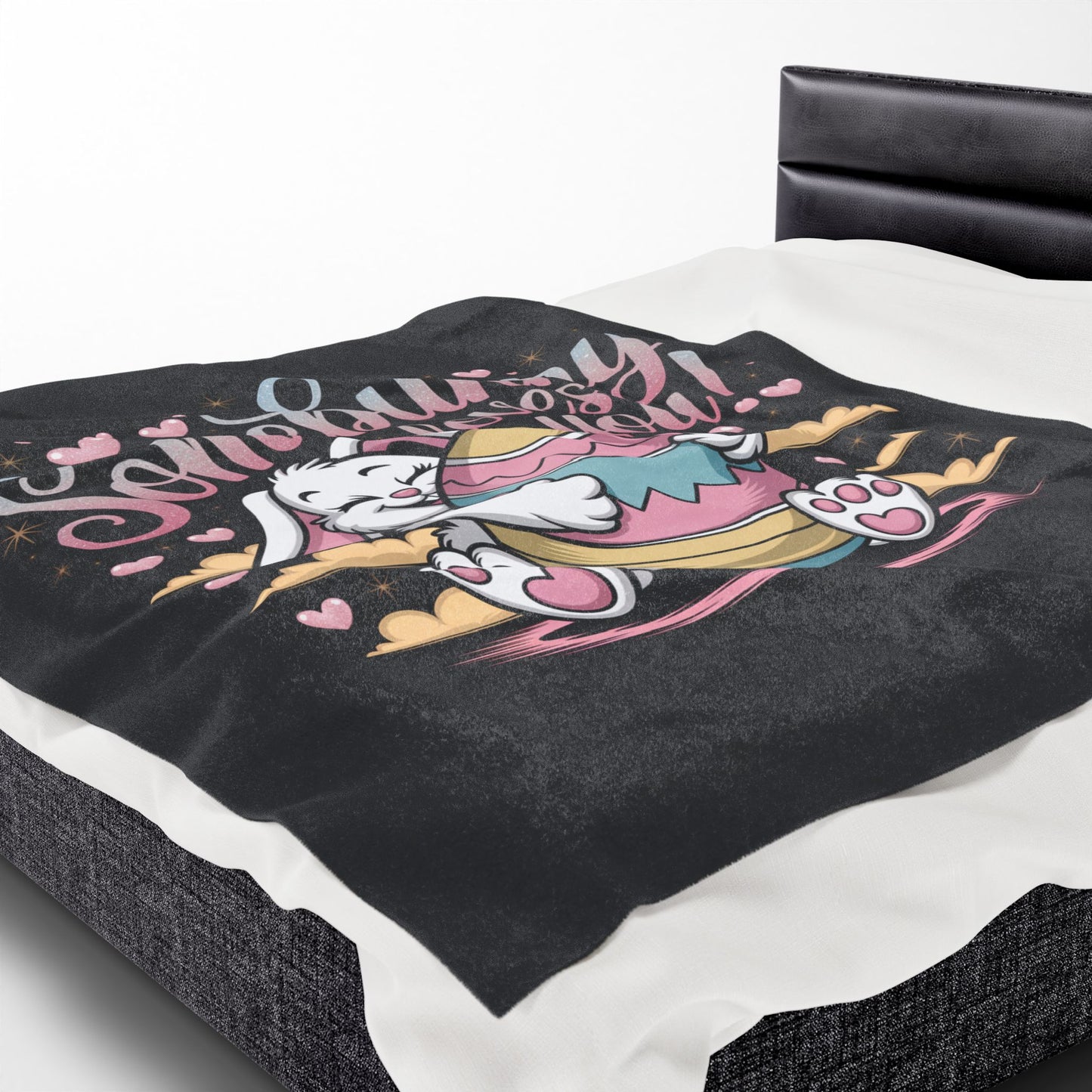 Plush Blanket Easter Bunny 'Somebunny Loves You' Easter Blanket Easter Throw Decor