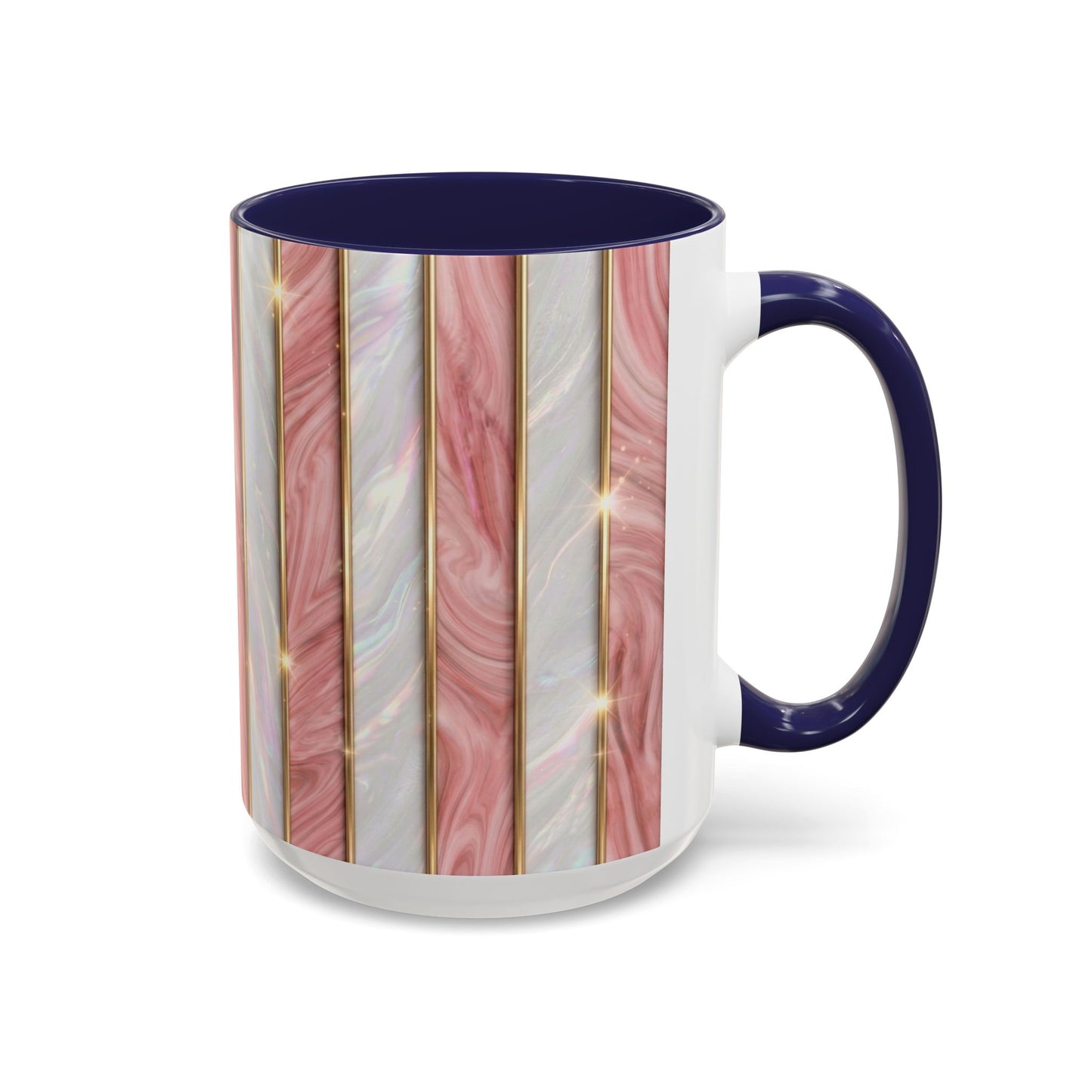 Pink Marble Coffee Mug, Gold Stripe Faux Agate Cup, Glam Desk Accessory, Elegant Tea Mug, Luxury Gift for Her, Chic Office Desk Decor