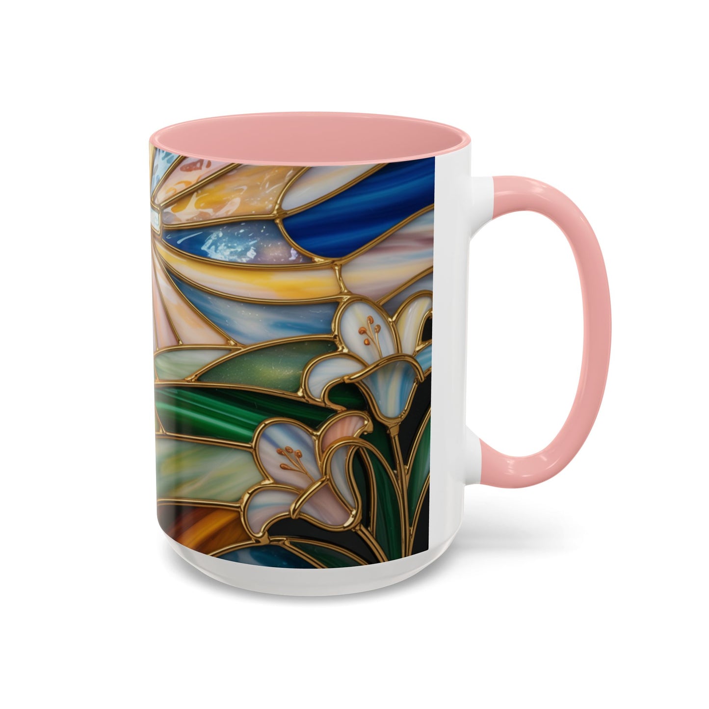 Stained Glass Cross Christian Mug • Inspirational Religious Coffee Cup • Colorful Faith Gift • Bible Verse Style Art • 11oz & 15oz