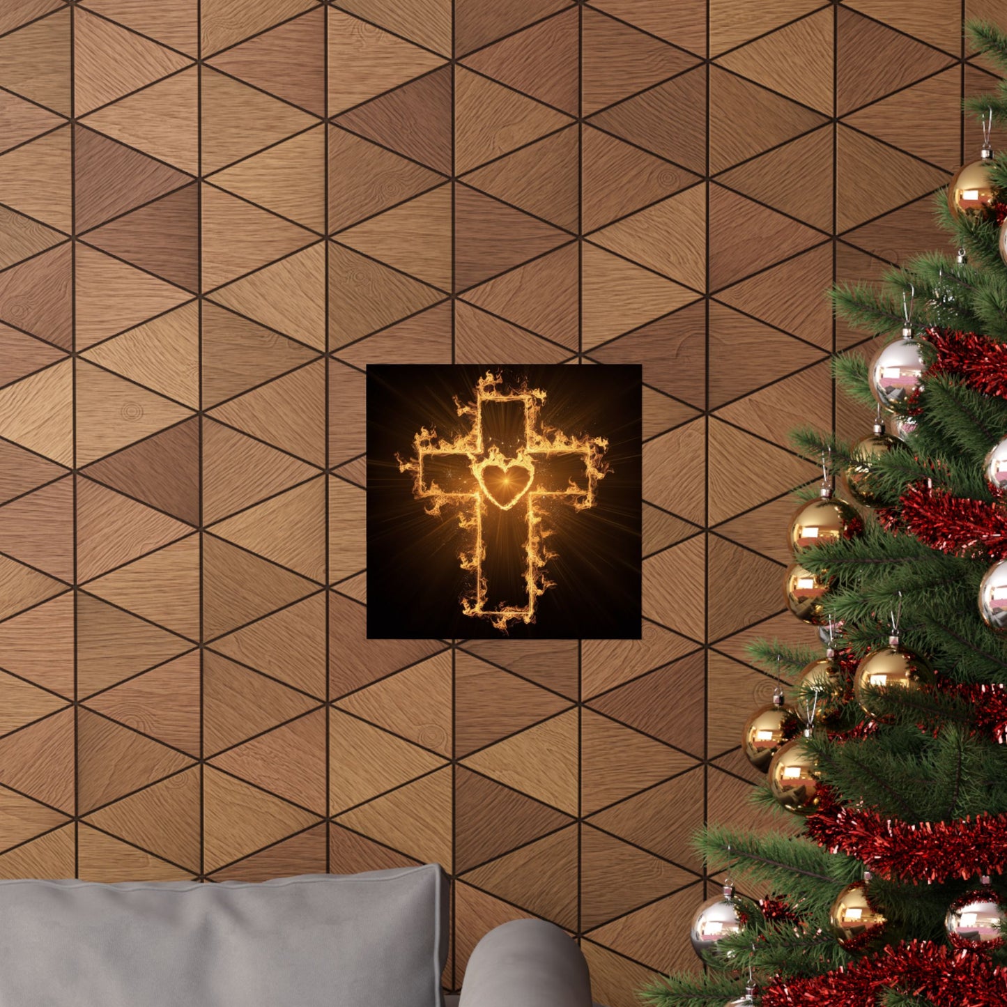 Spiritual Matte Vertical Posters - Fiery Cross Design
