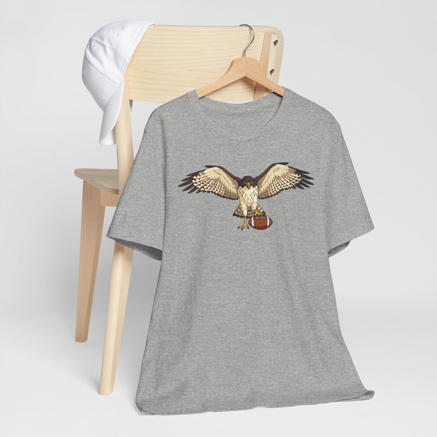 Hawk Football Shirt, Hawk Holding Football T Shirt, Football Mascot Tee, Bird Of Prey Shirt, Sports Fan Gift, Game Day Hawk Tee